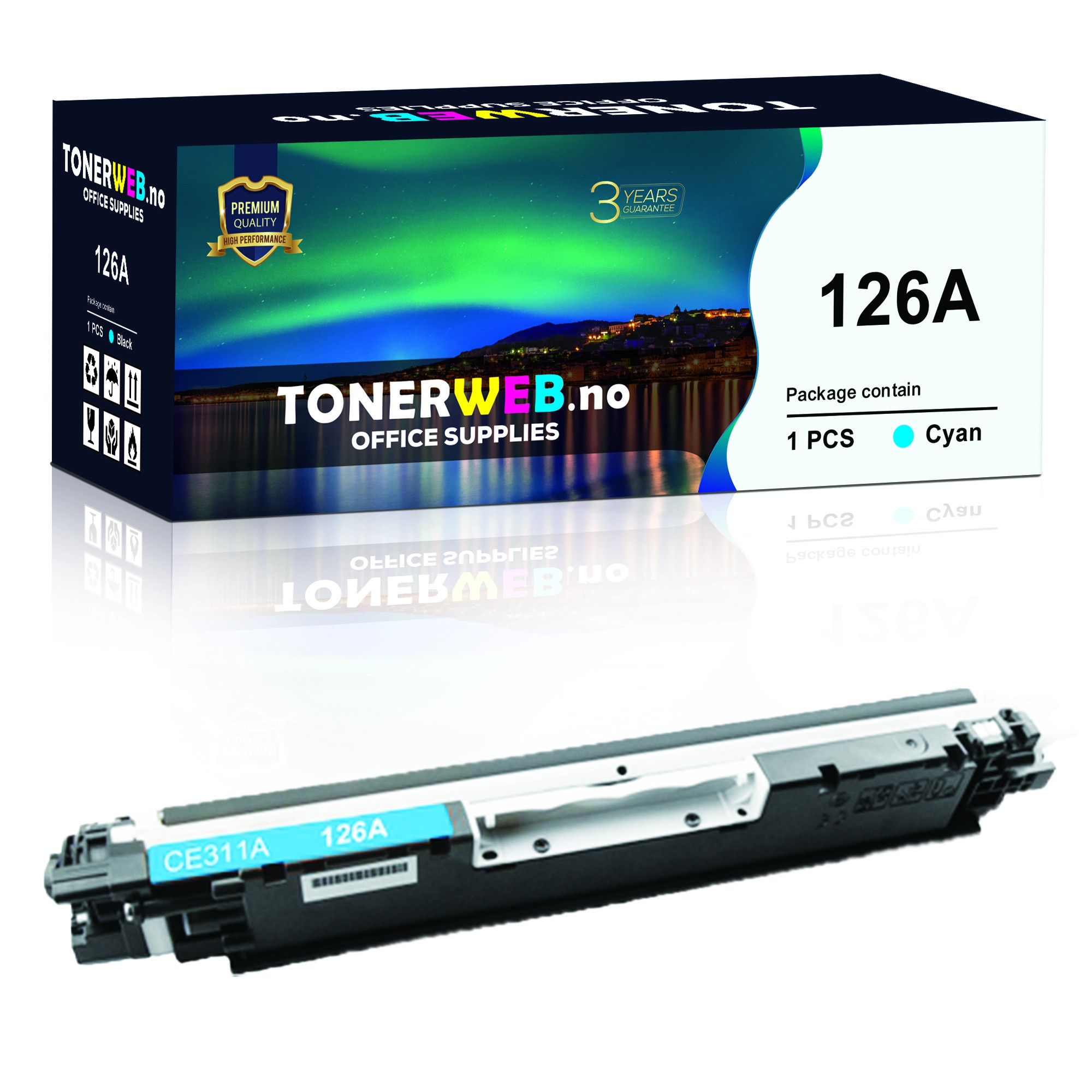 BildeTonerkassett, erstatter HP Cyan 126A (1.000 sider) 