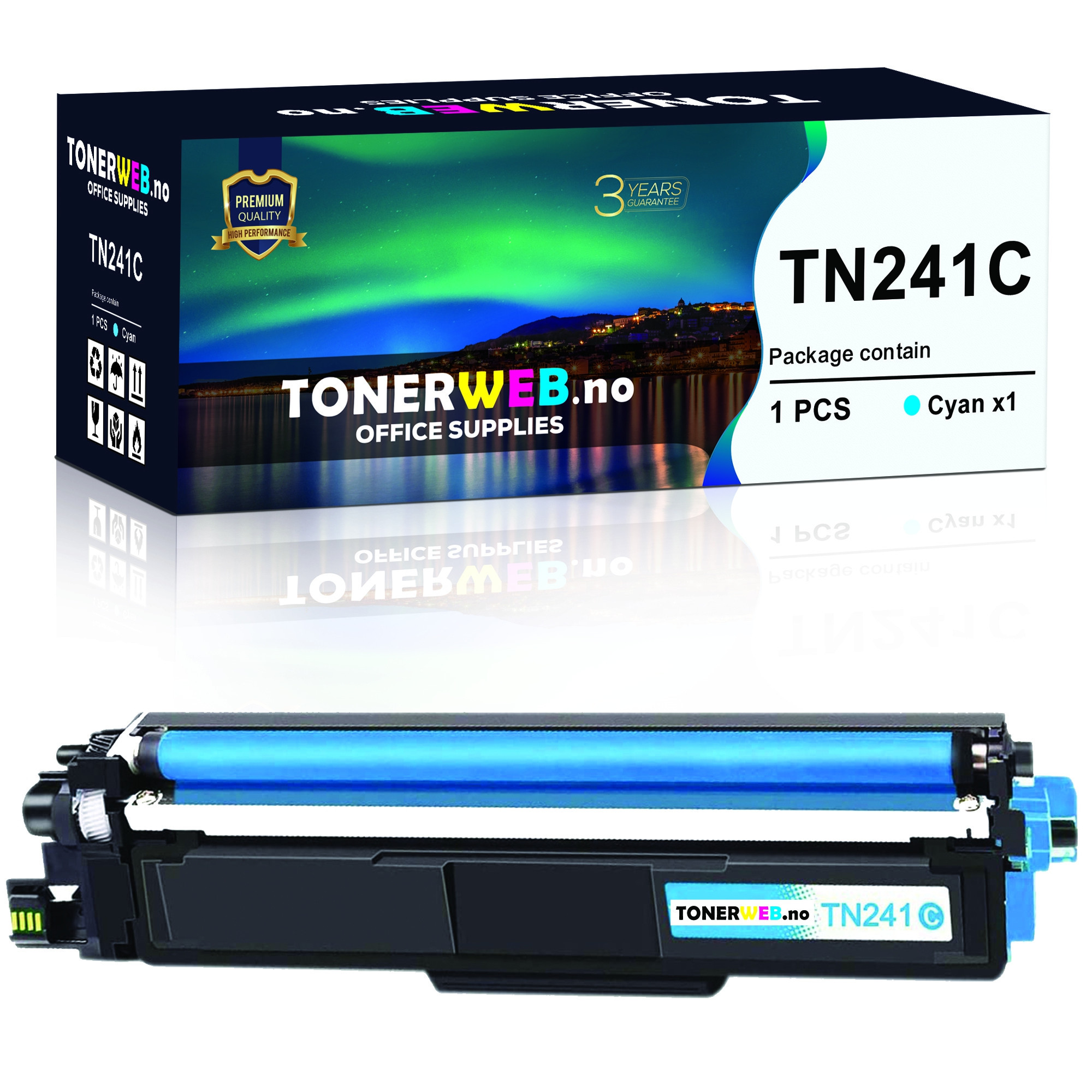 BildeTonerkassett, erstatter Brother TN241C Cyan (1.400 sider)