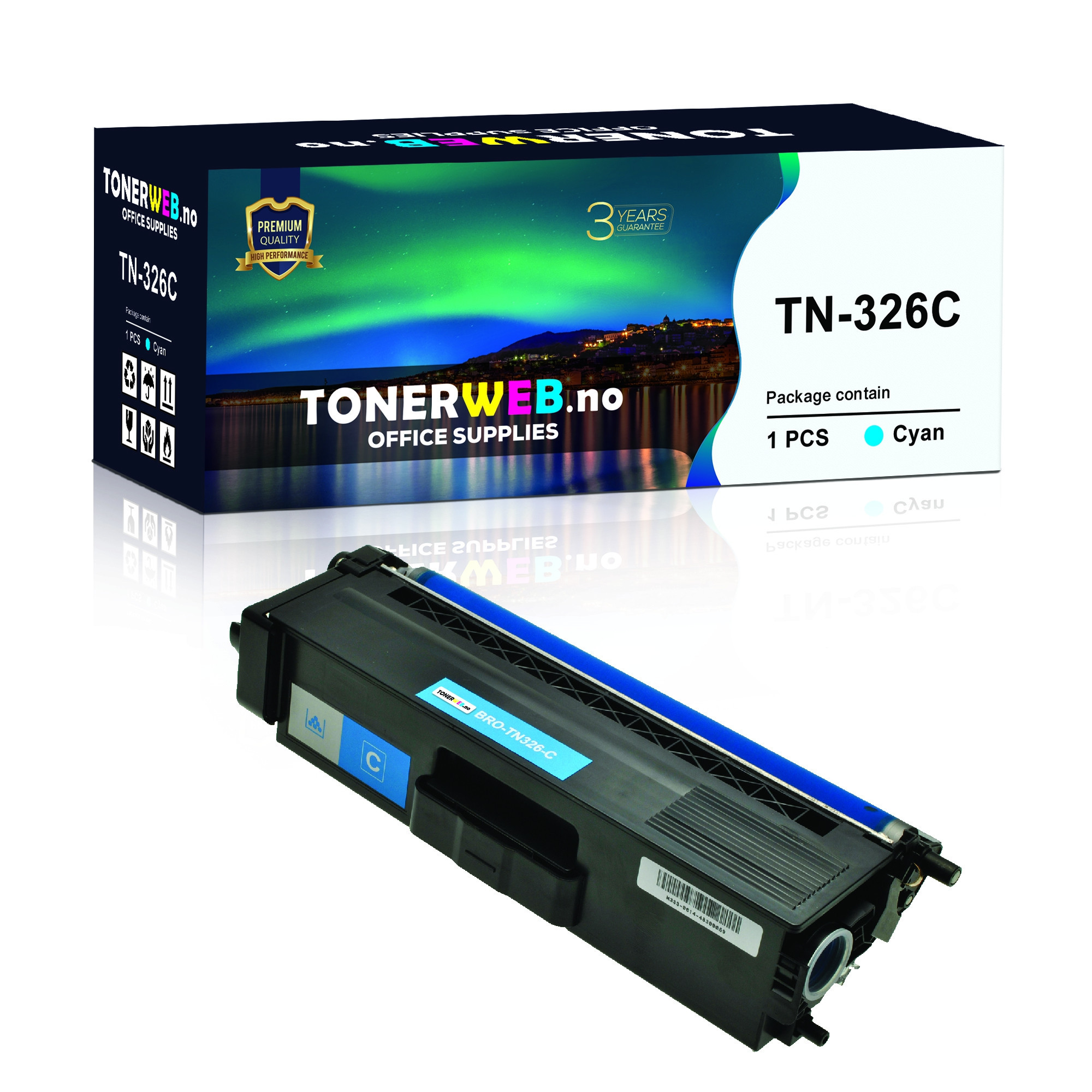 BildeTonerkassett, erstatter Brother TN326C Cyan Høykapasitet (3.500 sider)