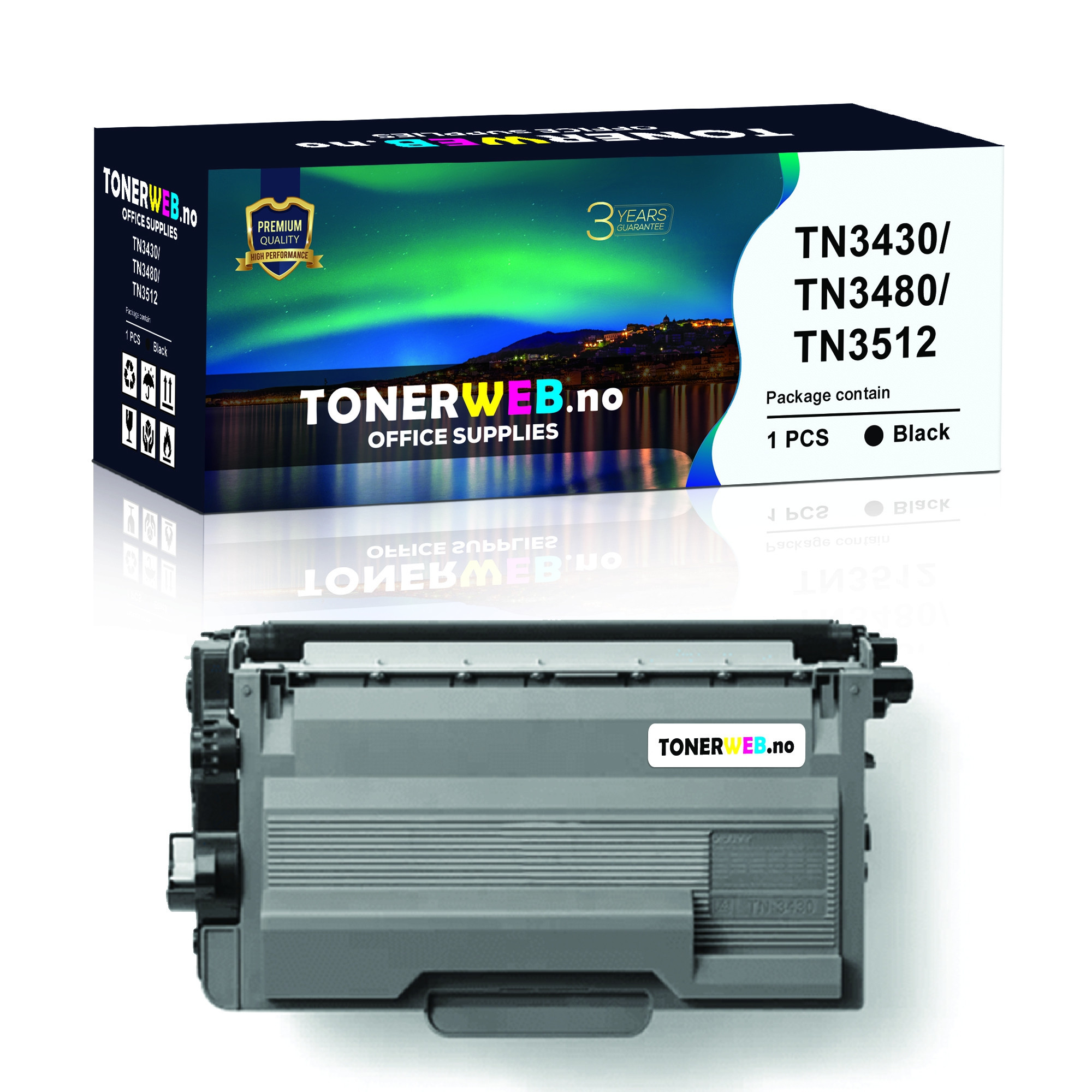 BildeTonerkassett, erstatter Brother TN3430/TN3480/TN3512 Sort (8.500 sider)