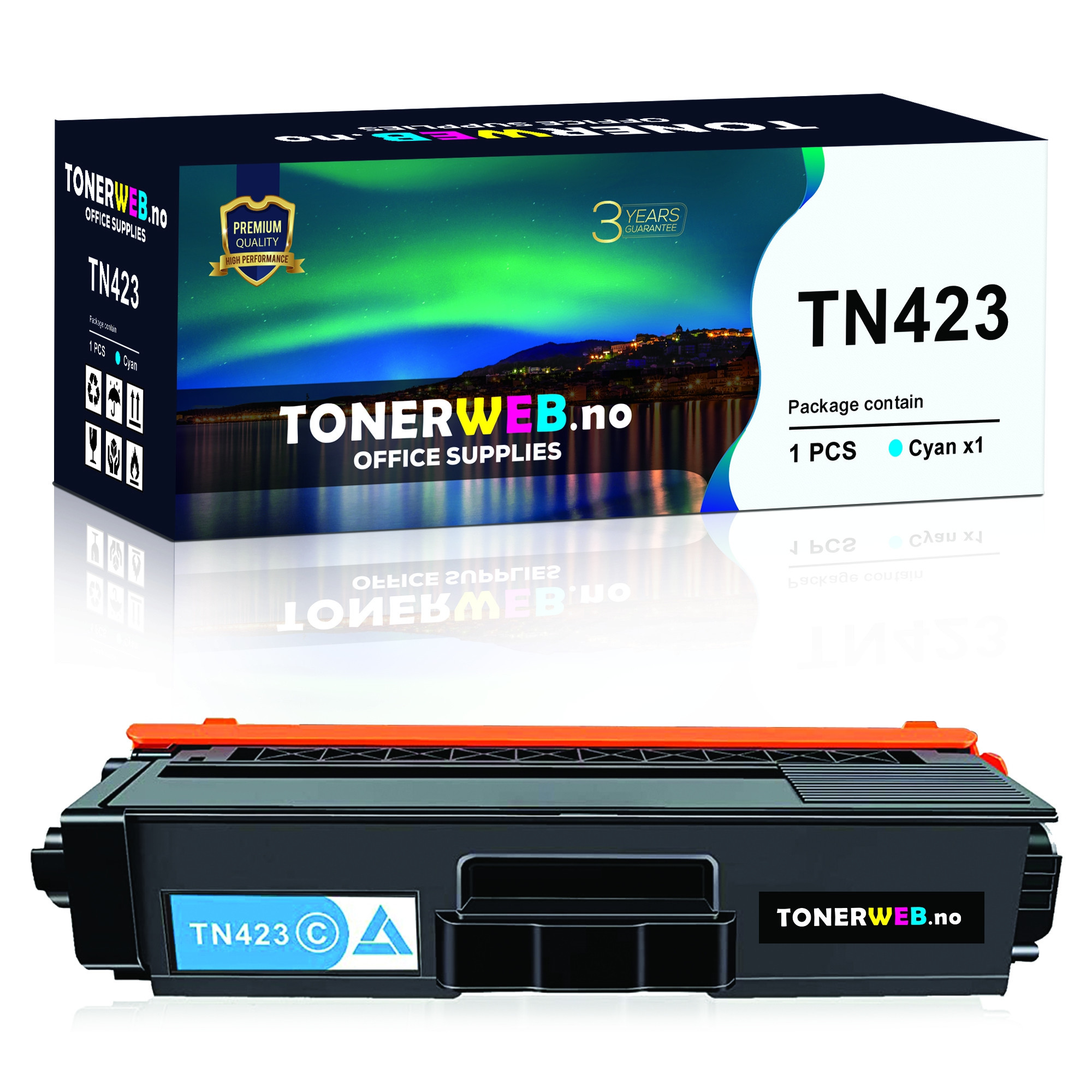 BildeTonerkassett, erstatter Brother TN423C Cyan HC (4.000 sider)