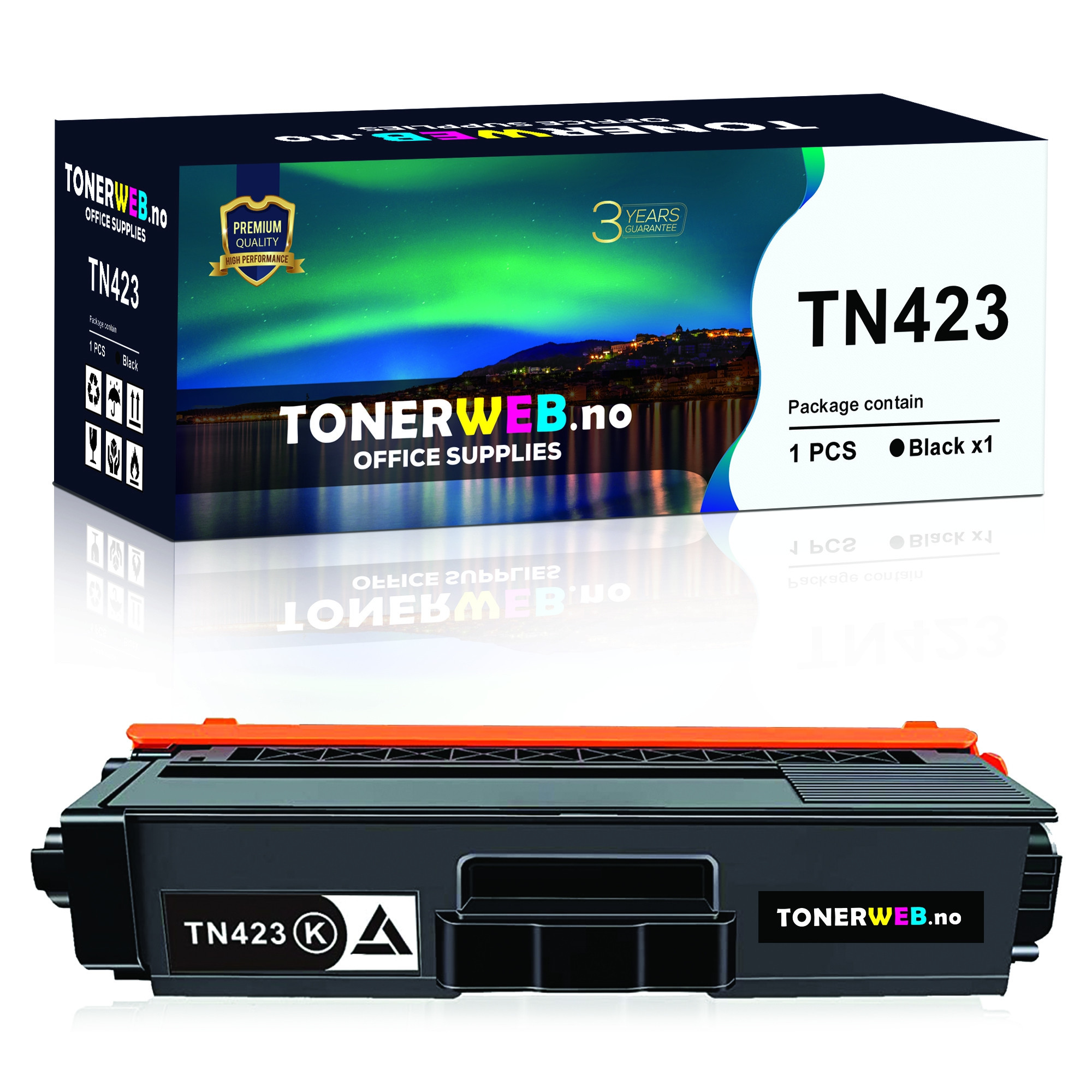 BildeTonerkassett, erstatter Brother TN423BK Sort HC (6.500 sider) 