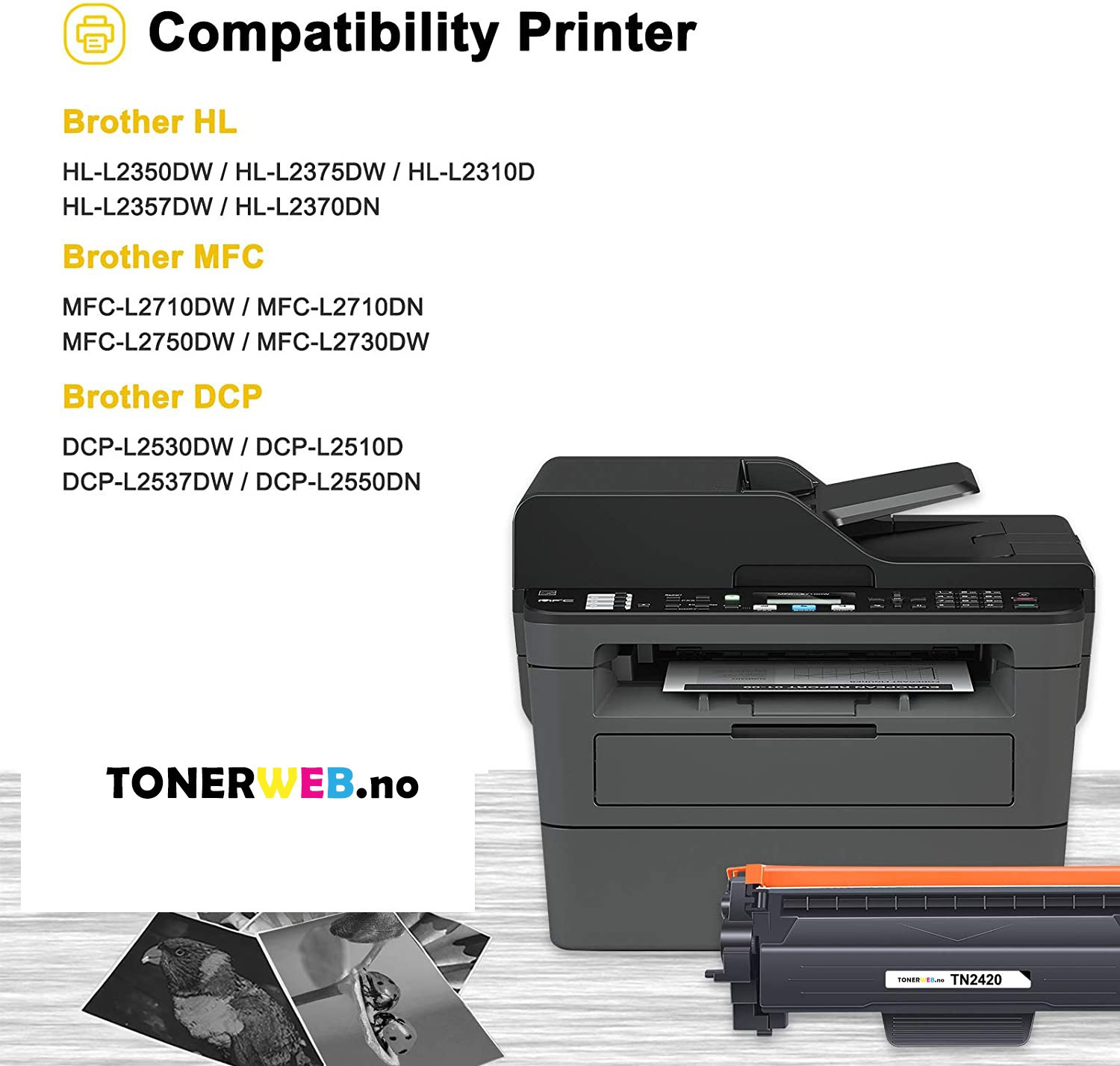 Brother TN-2420 Tonerkassett sort • Høykapasitet (3.000 sider) - Erstatter
