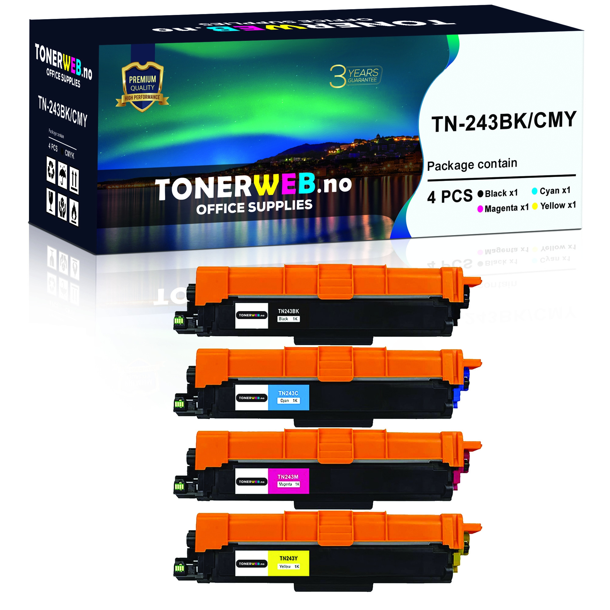 BildeTonerkassett, erstatter Brother Tonerpakke TN-243BK/CMY (4x1000 sider)