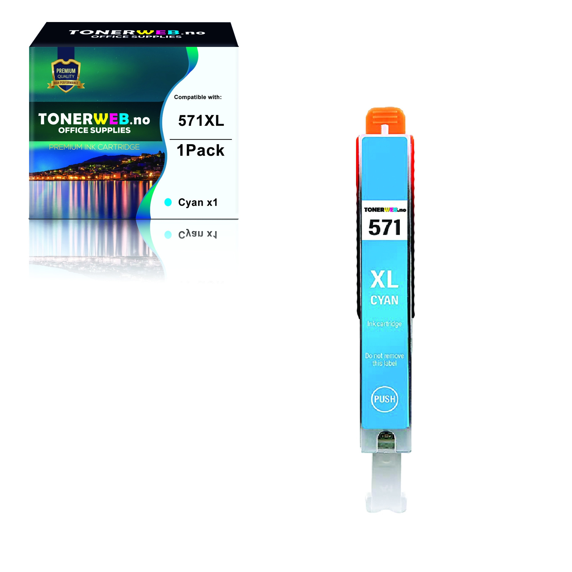 BildeCanon Blekkpatron Cyan CLI-571XL C (12,2 ml) - Erstatter 0332C001