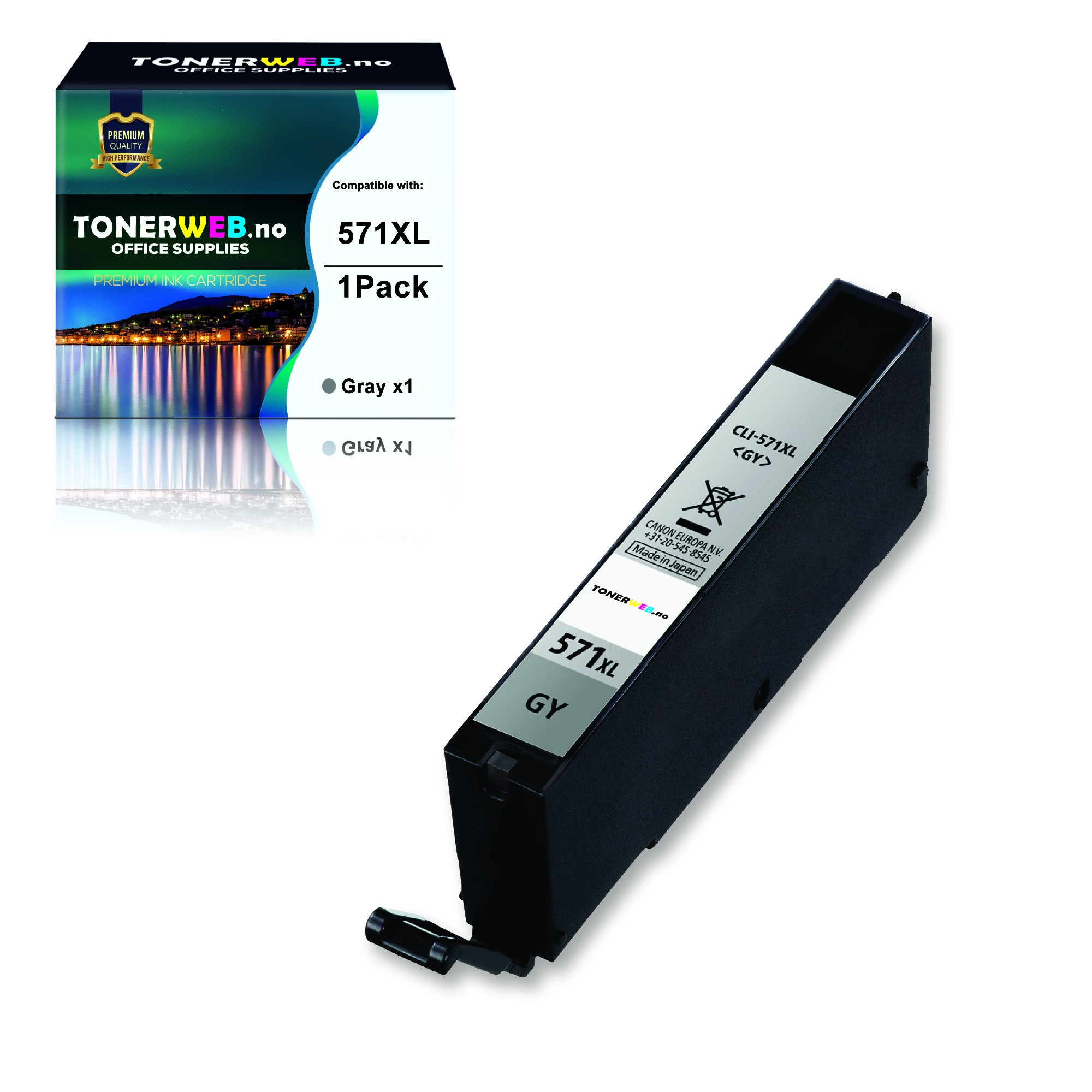 BildeCanon Blekkpatron Grå CLI-571XL GY (12,2 ml) - Erstatter 0335C001
