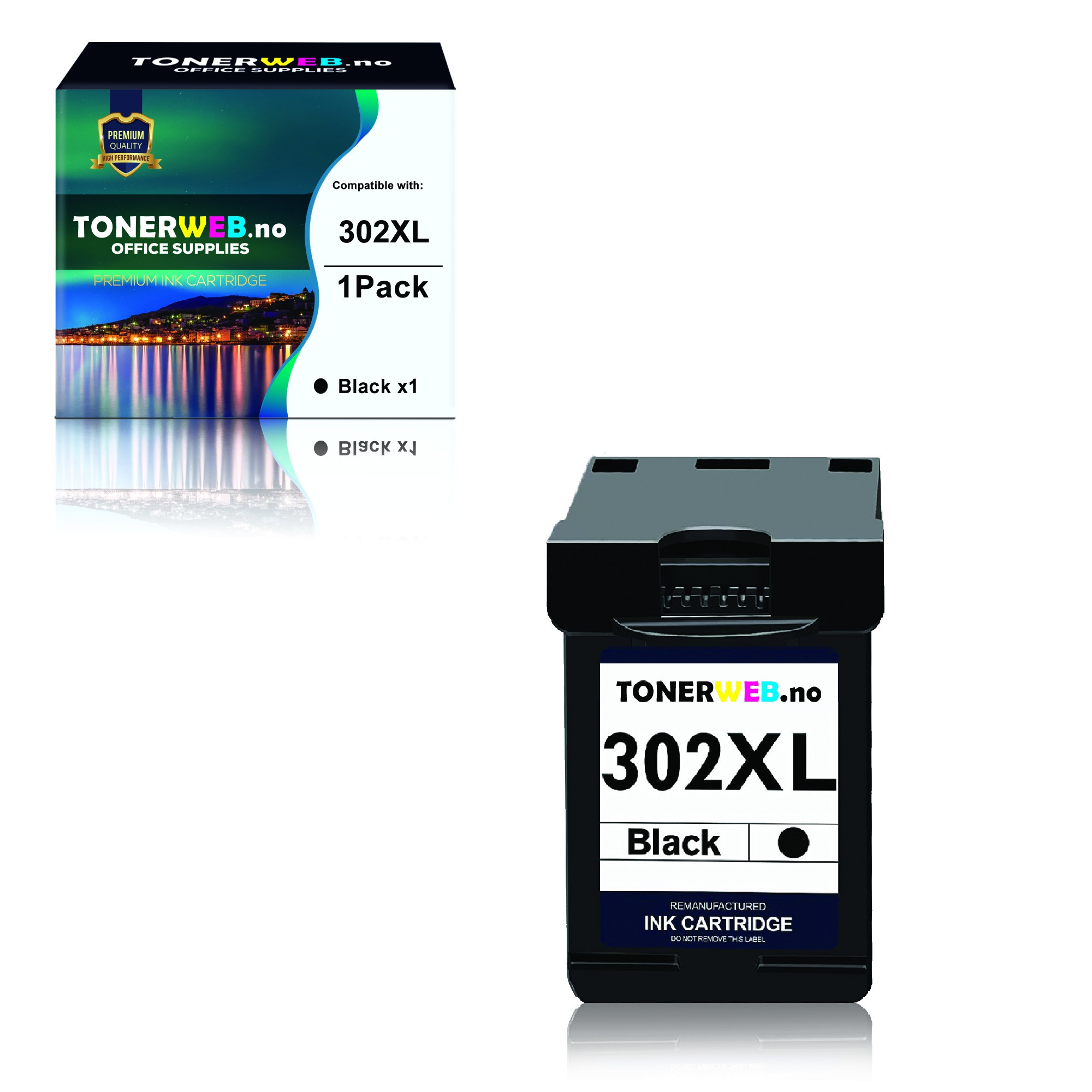 BildeBlekkpatron, erstatter HP Sort 302XL (18 ml)