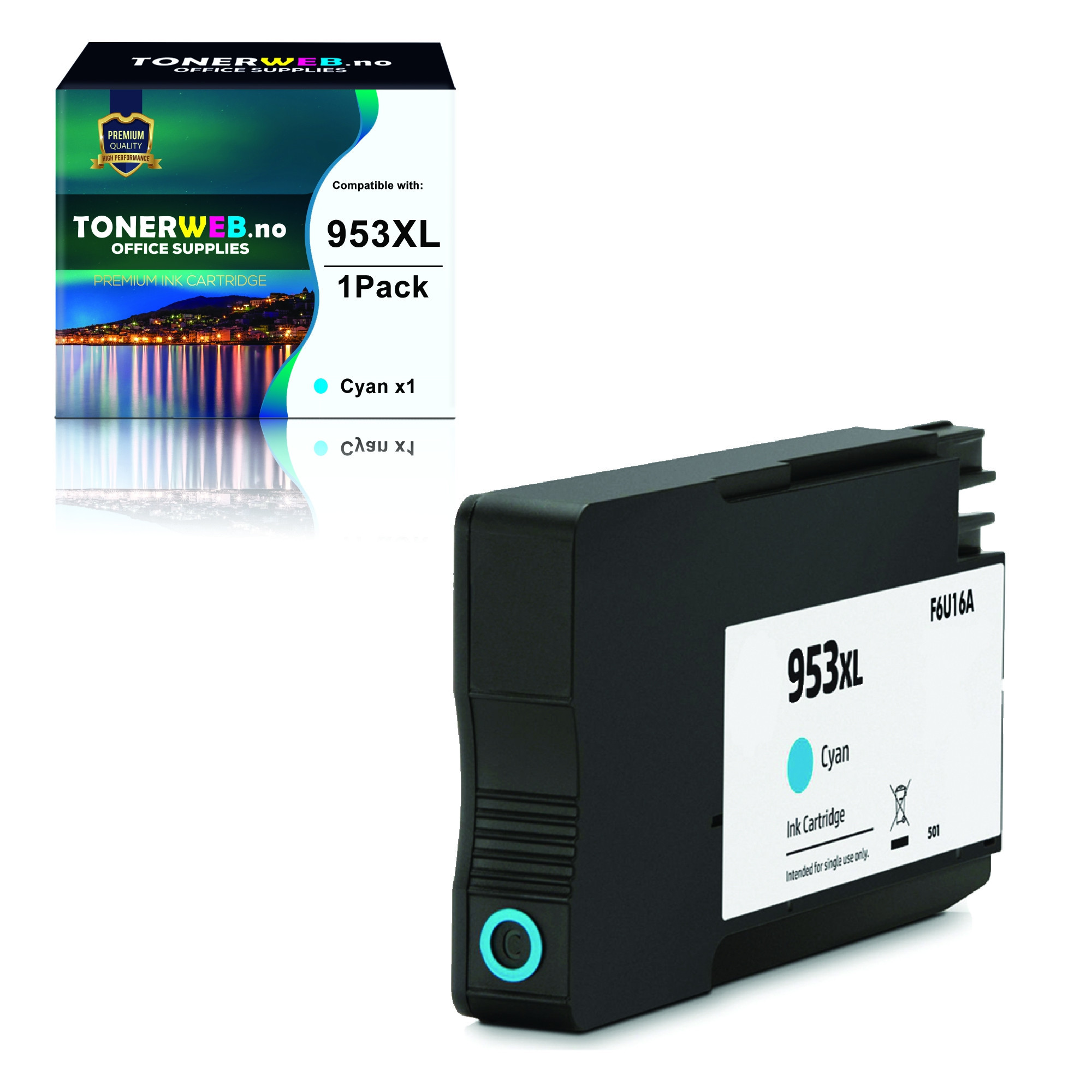 BildeBlekkpatron, erstatter HP Cyan 953XL (1.600 sider)