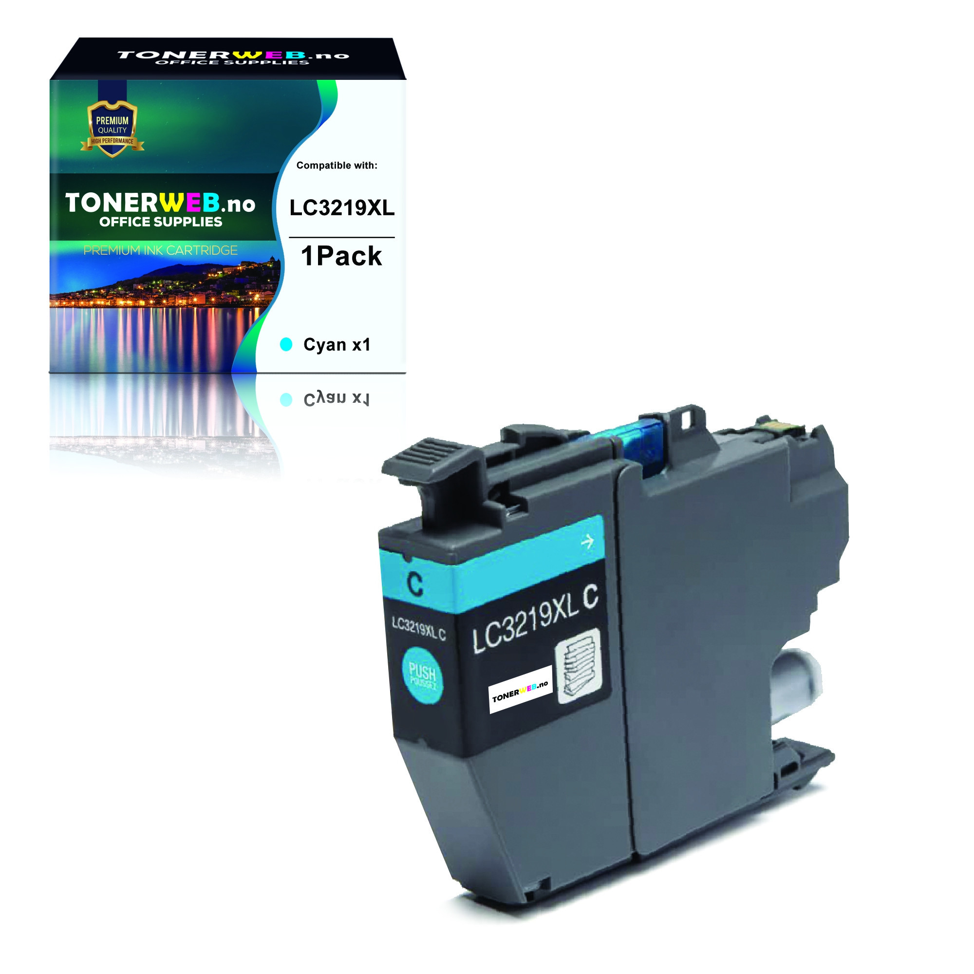 BildeBlekkpatron, erstatter Brother LC3219XLC Cyan (1.500 sider) - Erstatter