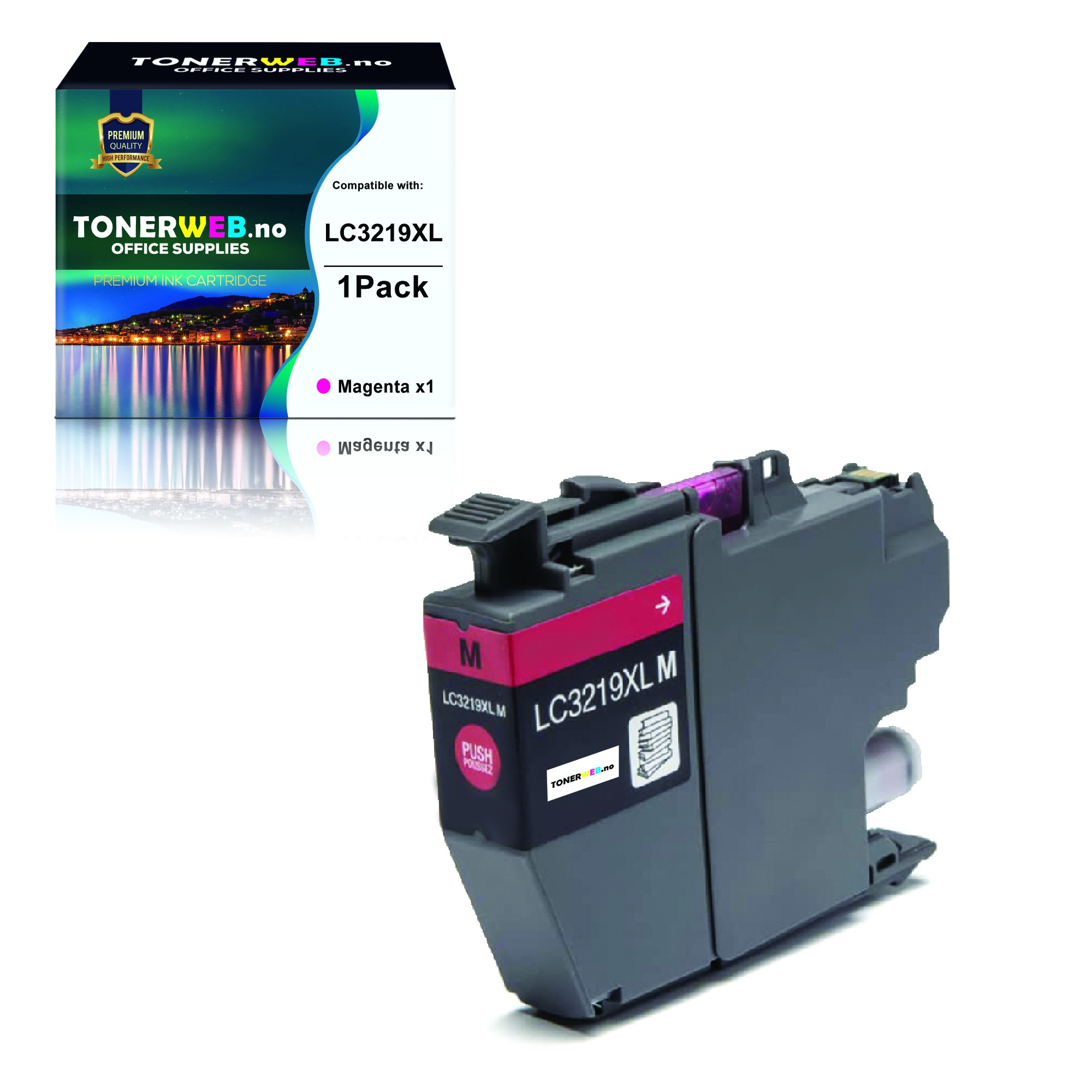 BildeBlekkpatron, erstatter Brother LC3219XLM Magenta Høykapasitet (1.500 sider)