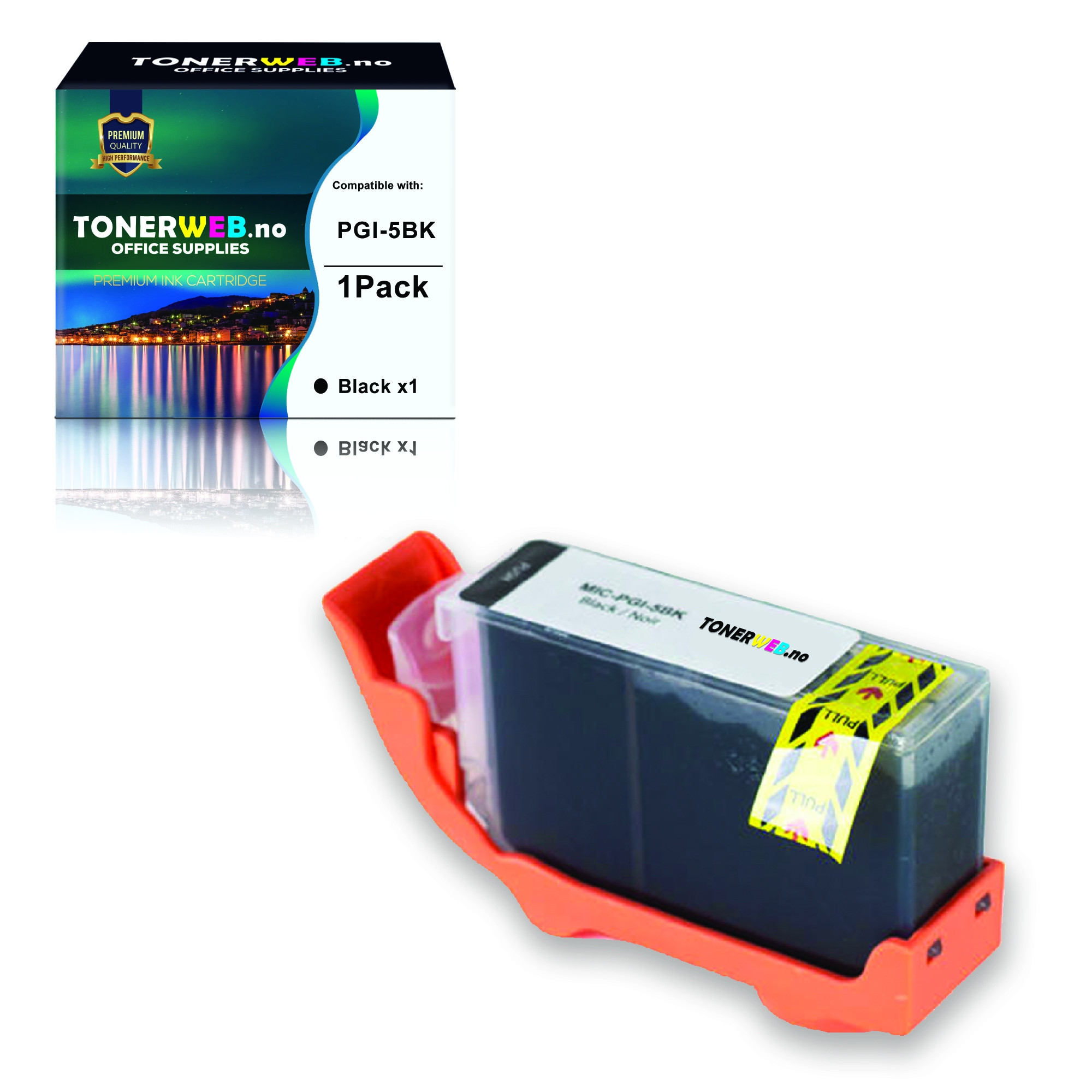 BildeCanon Blekkpatron Sort PGI-5BK (360 sider, 26,8 ml) - Erstatter 0628B001