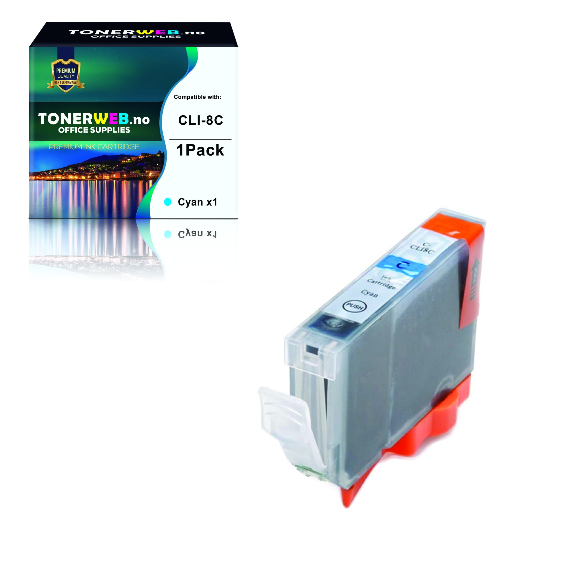Canon Blekkpatron Cyan CLI-8C (420 sider, 13,4 ml) - Erstatter 0621B001