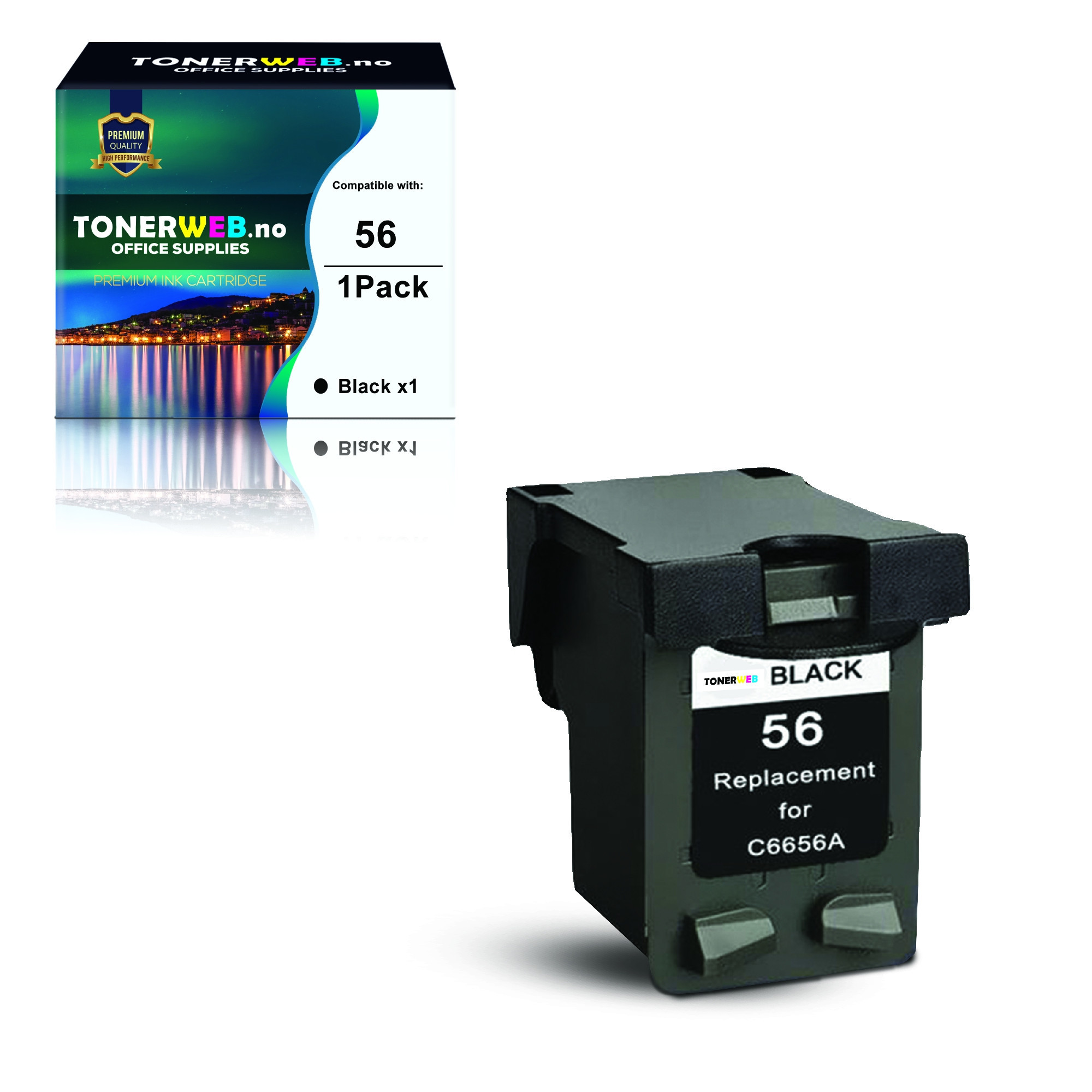 BildeBlekkpatron, erstatter HP Sort 56 (20 ml)