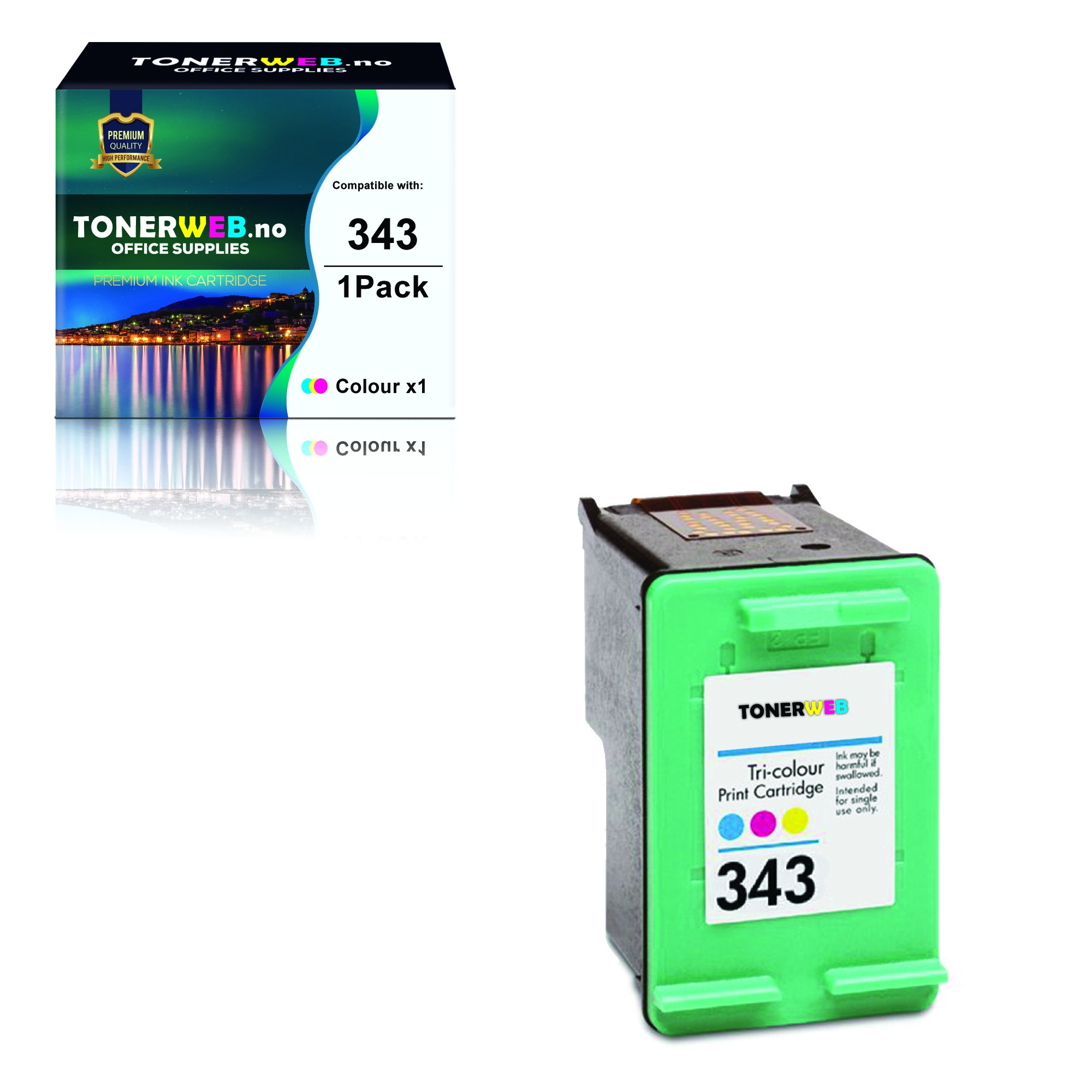 BildeBlekkpatron, erstatter HP 3-Farge 343 (18 ml)