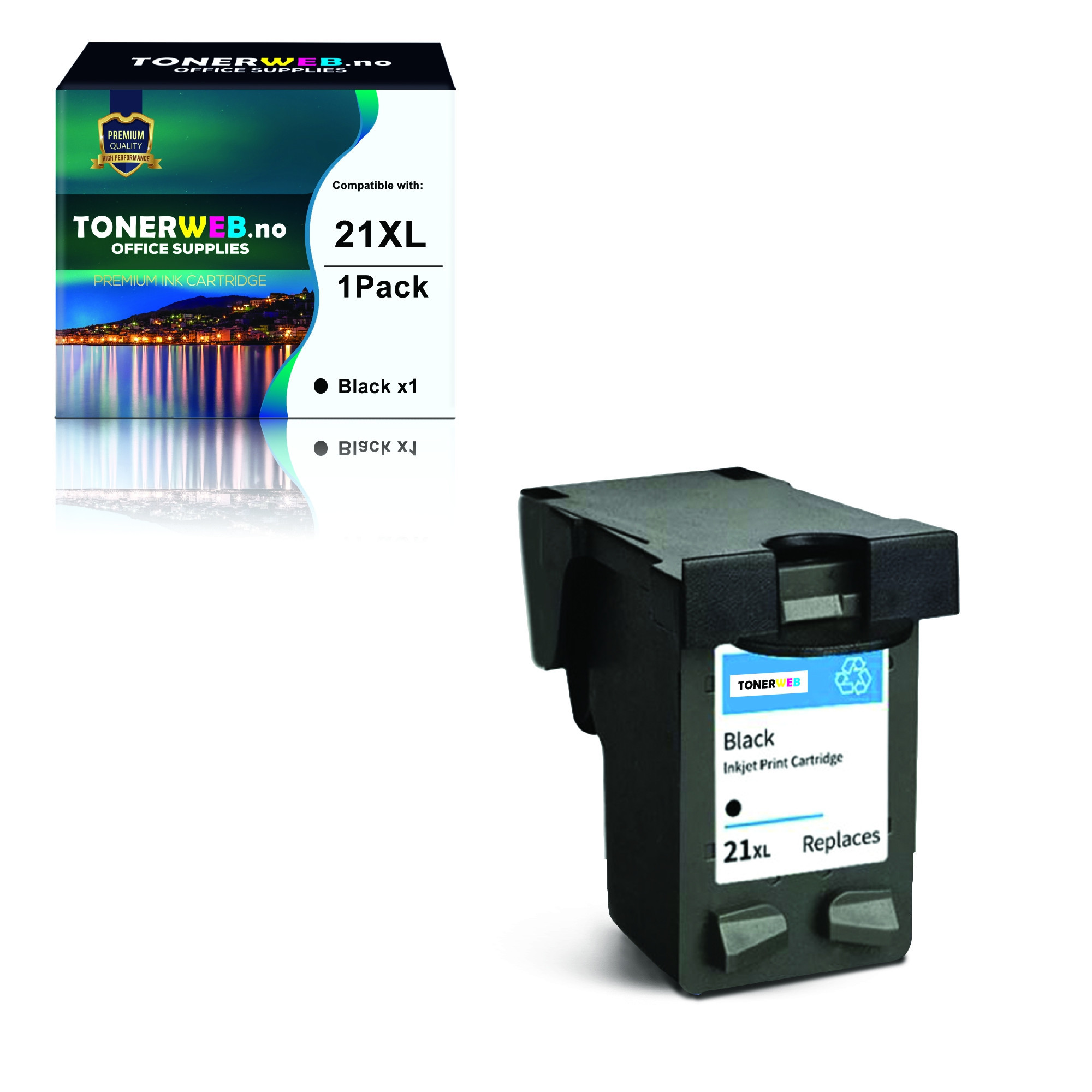 BildeBlekkpatron, erstatter HP Sort 21XL (16 ml)