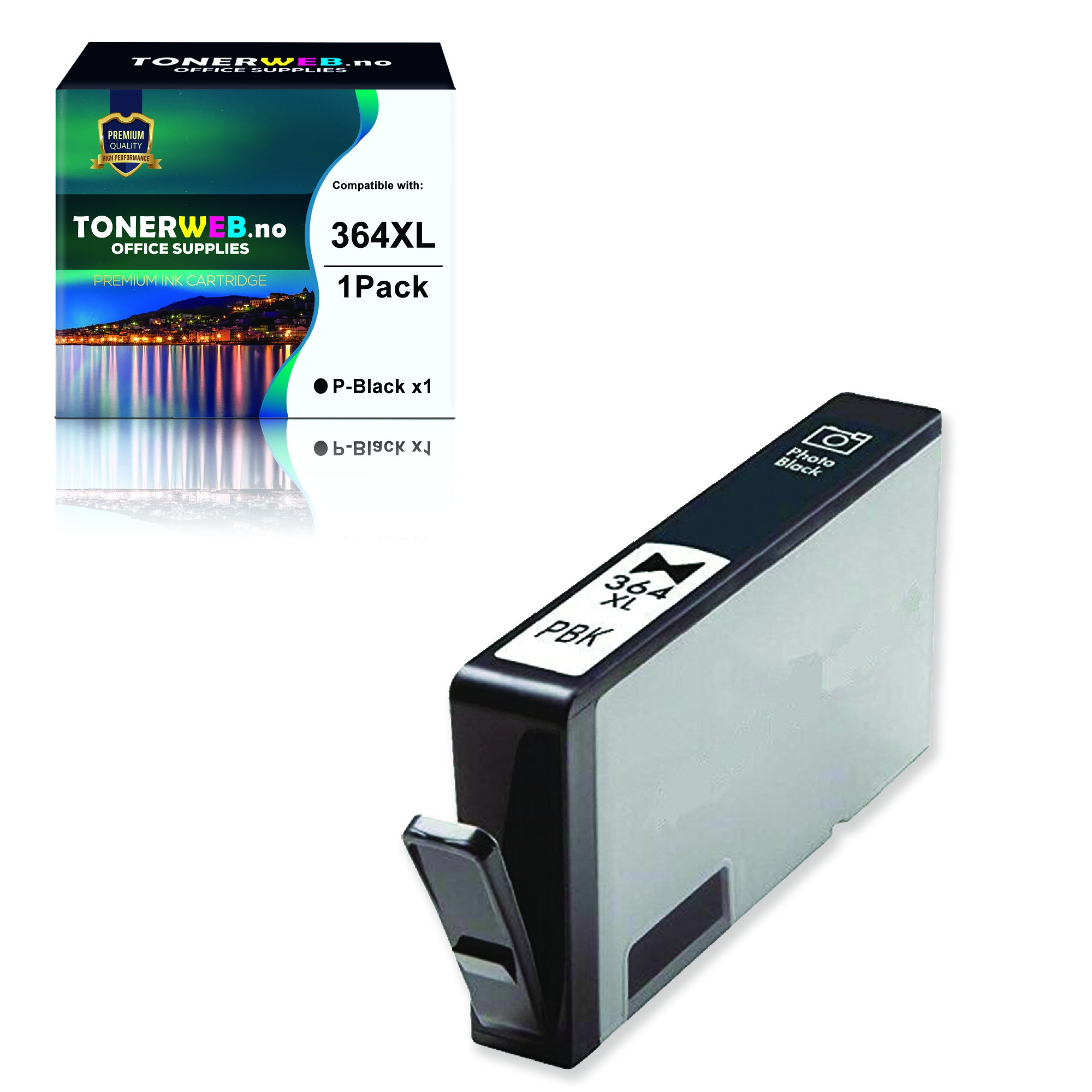 BildeBlekkpatron, erstatter HPFoto Sort 364XL Høykapasitet (13,6 ml)