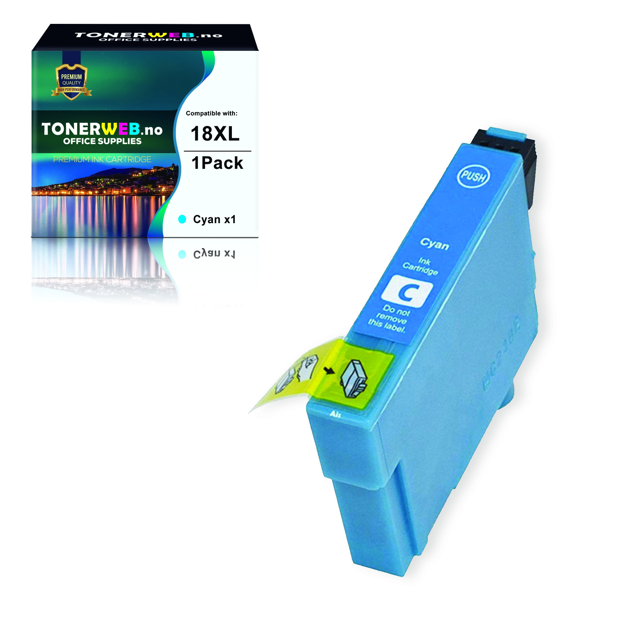 BildeEpson Blekkpatron Cyan 18XL Høykapasitet (13 ml) - Erstatter T1812