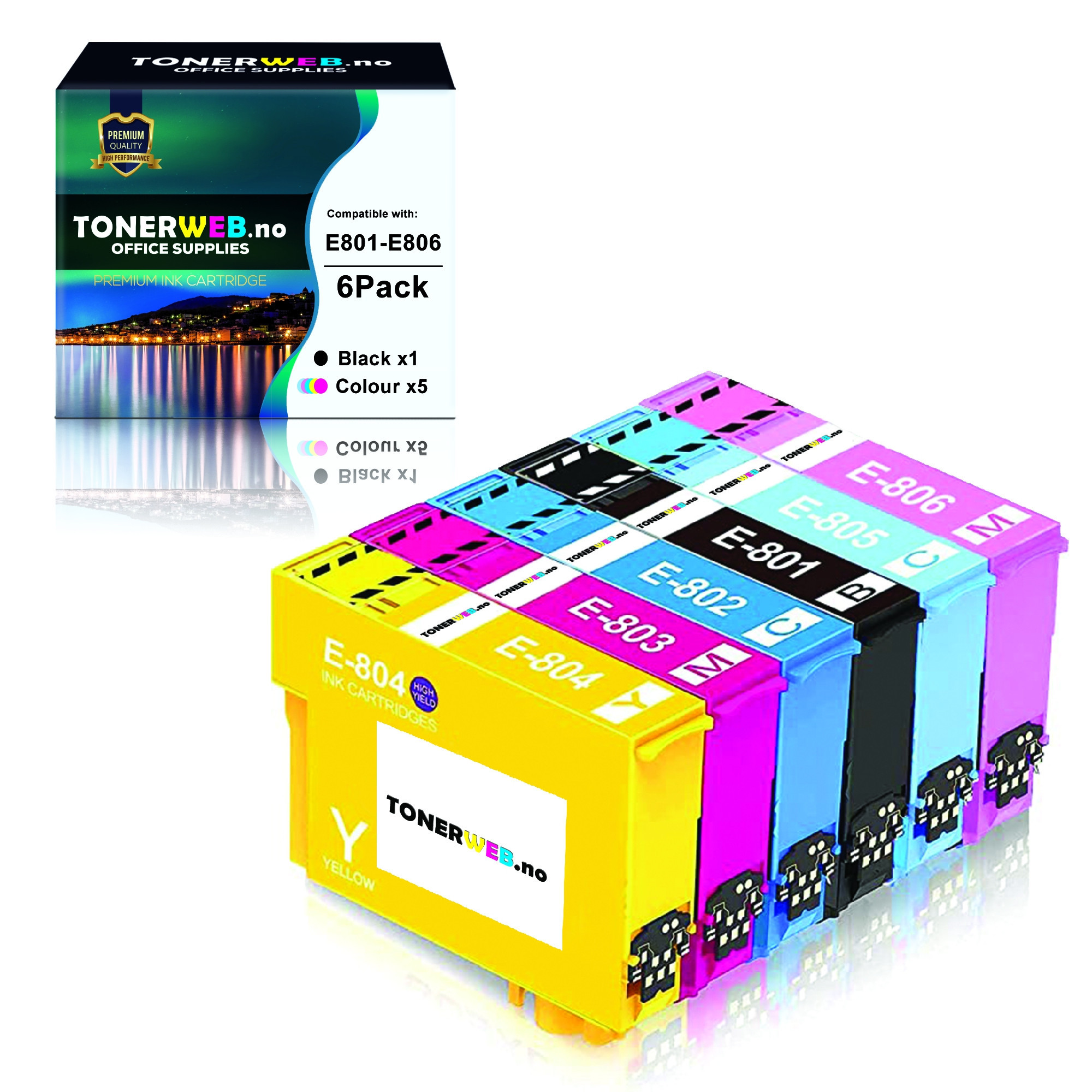 BildeEpson Blekkpakke (T0801,T0802,T0803,T0804,T0805,T0806) (13 ml) - Erstatter T0807