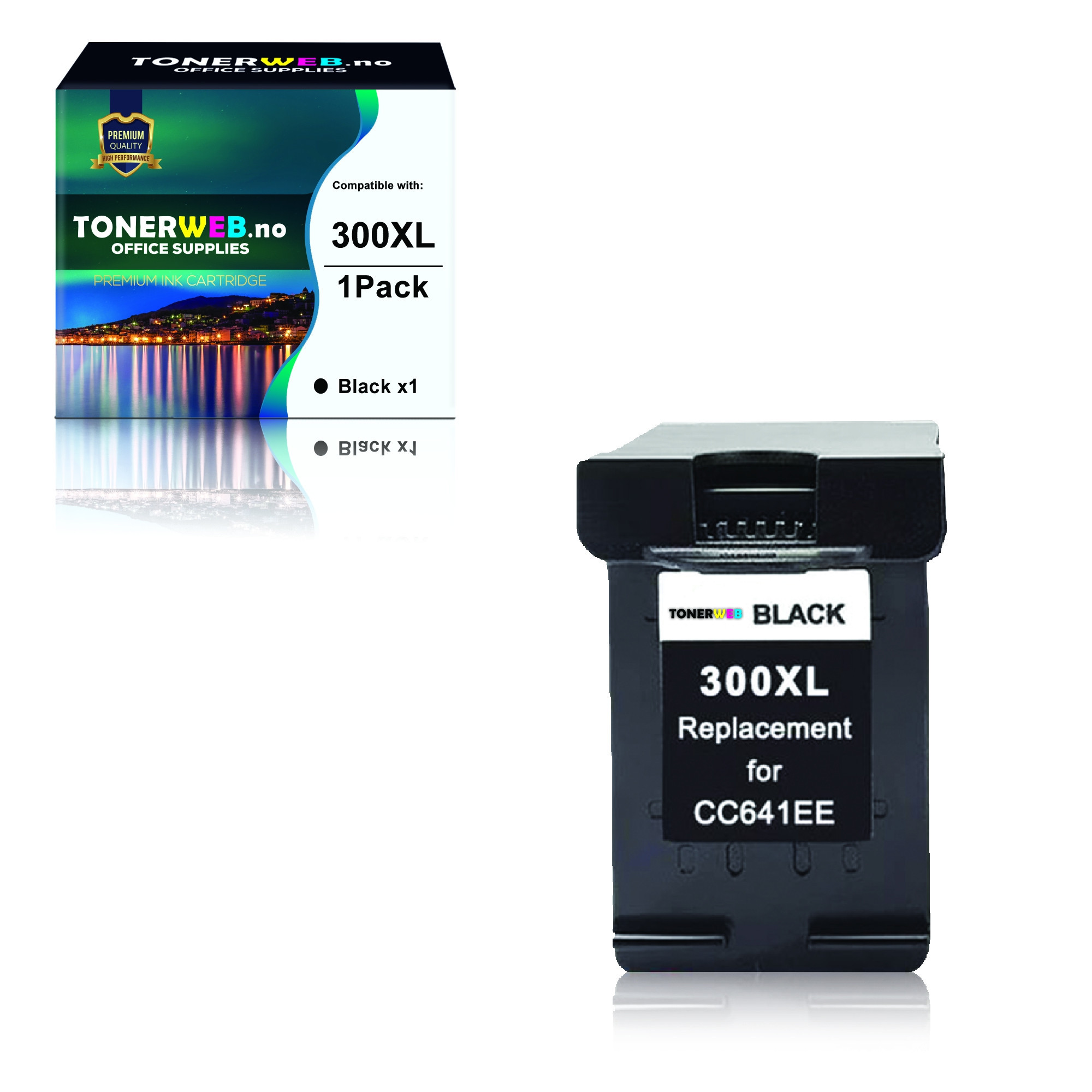 BildeBlekkpatron, erstatter HP Sort 300XL (18 ml)