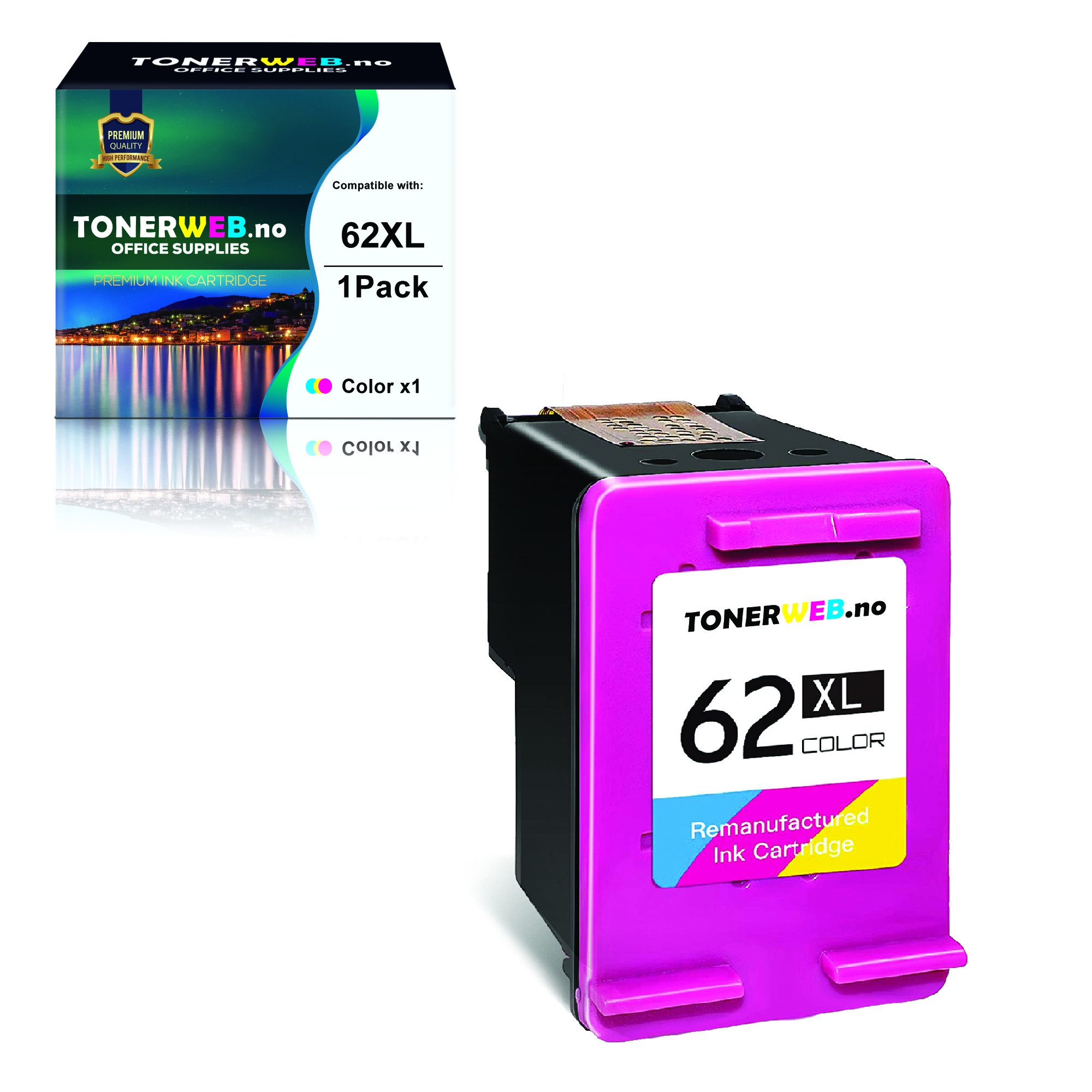 BildeBlekkpatron, erstatter HP Farge 62XL (11,5 ml)