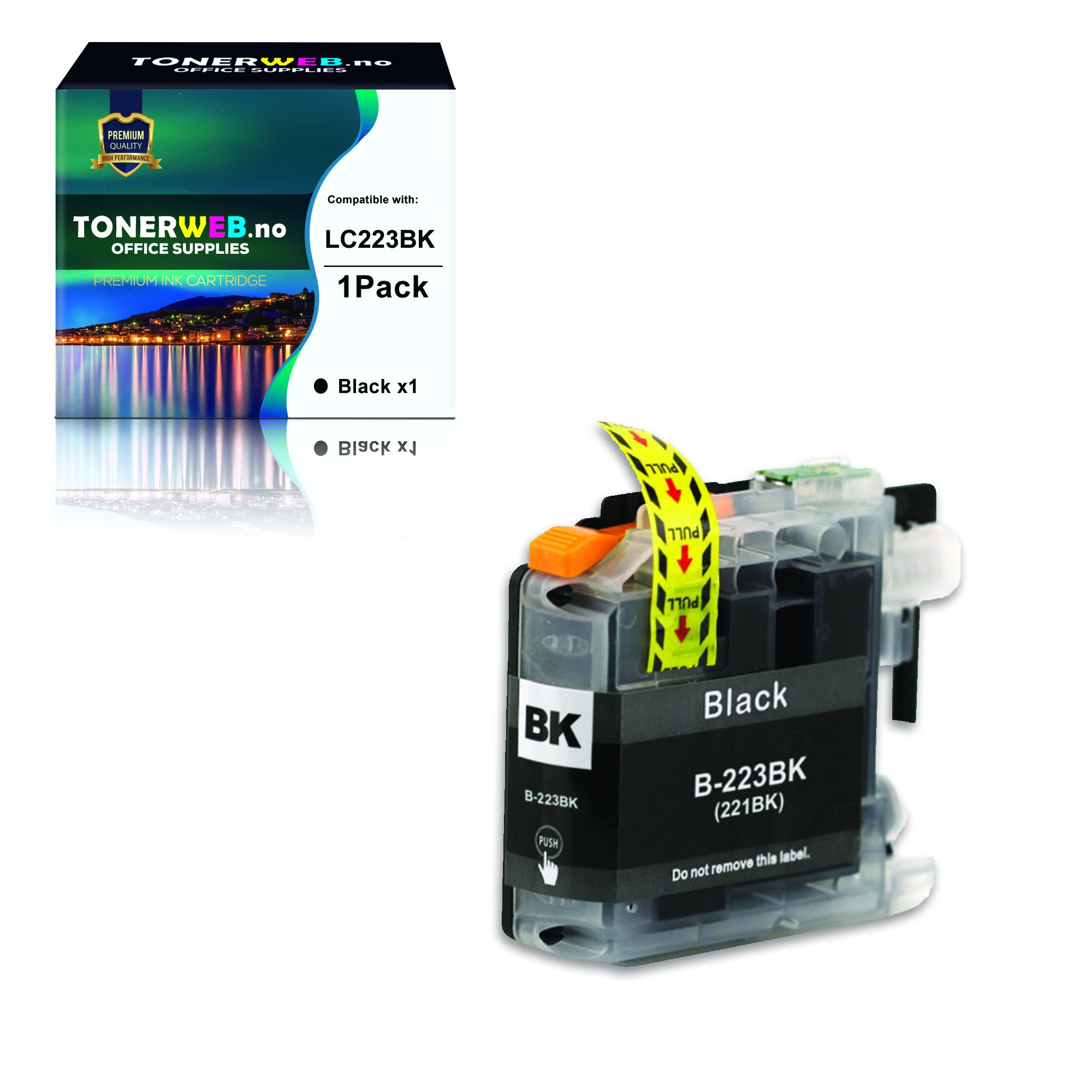 BildeBlekkpatron, erstatter Brother LC223BK Sort (14,6 ml)