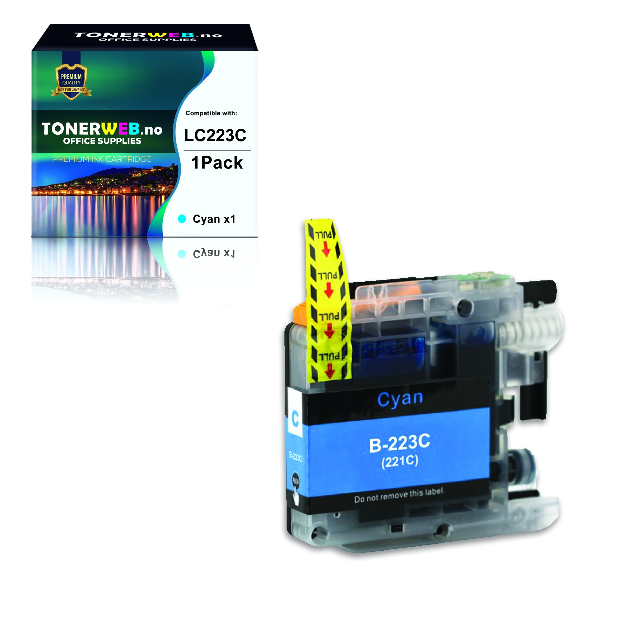 BildeBlekkpatron, erstatter Brother LC223C Cyan (9 ml)