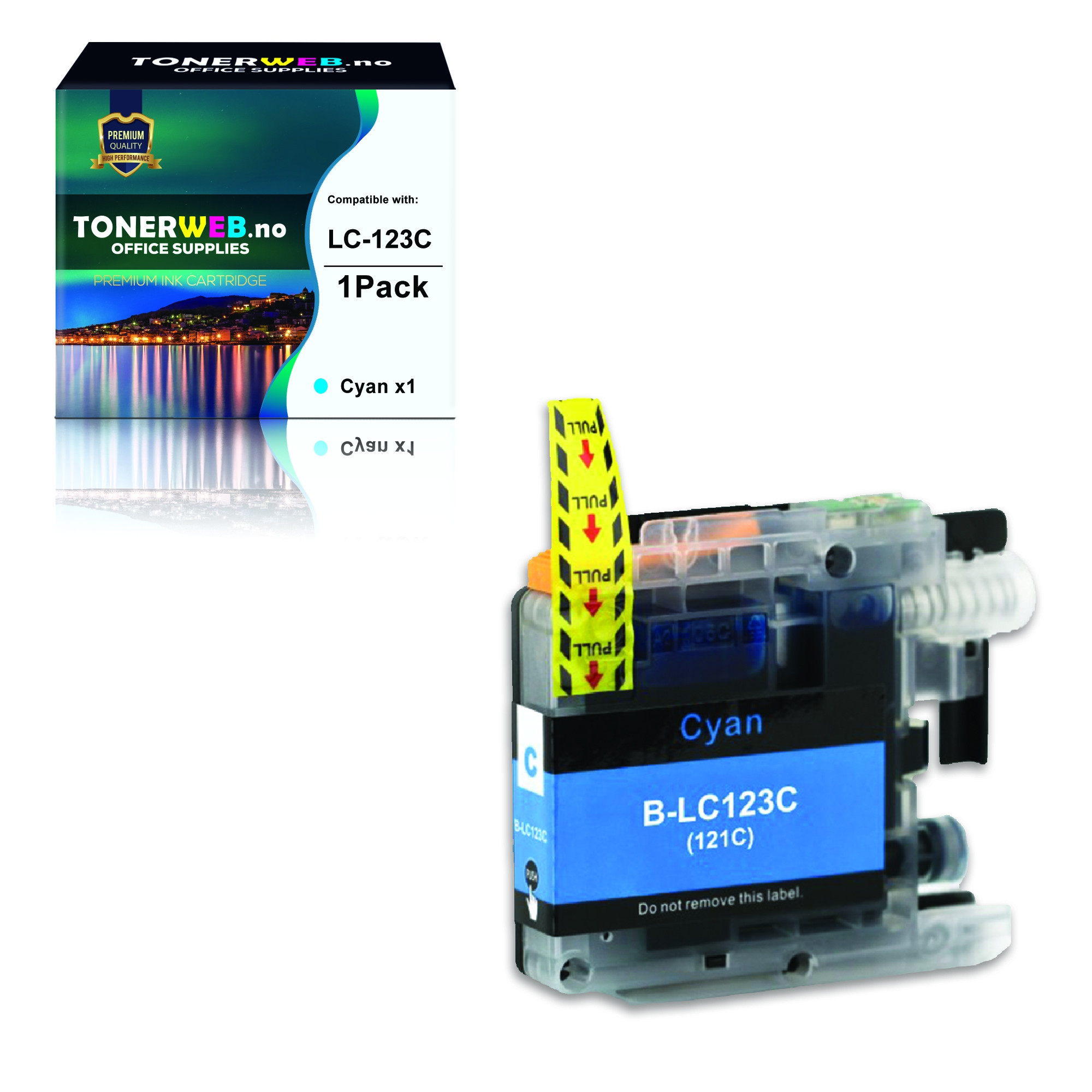 BildeBlekkpatron, erstatter Brother LC123C Cyan (10ml)