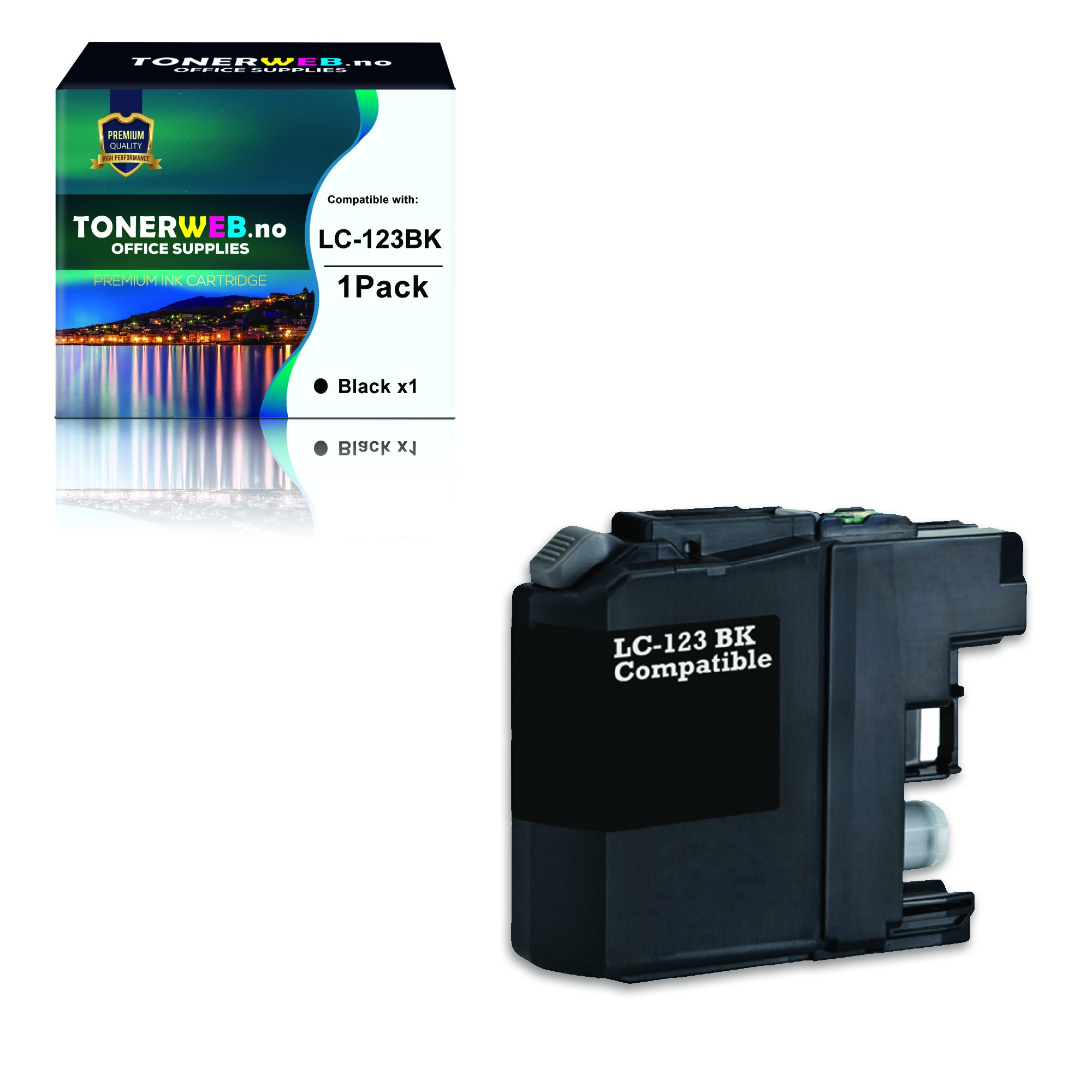 BildeBlekkpatron, erstatter Brother LC123BK Sort (20,6 ml)