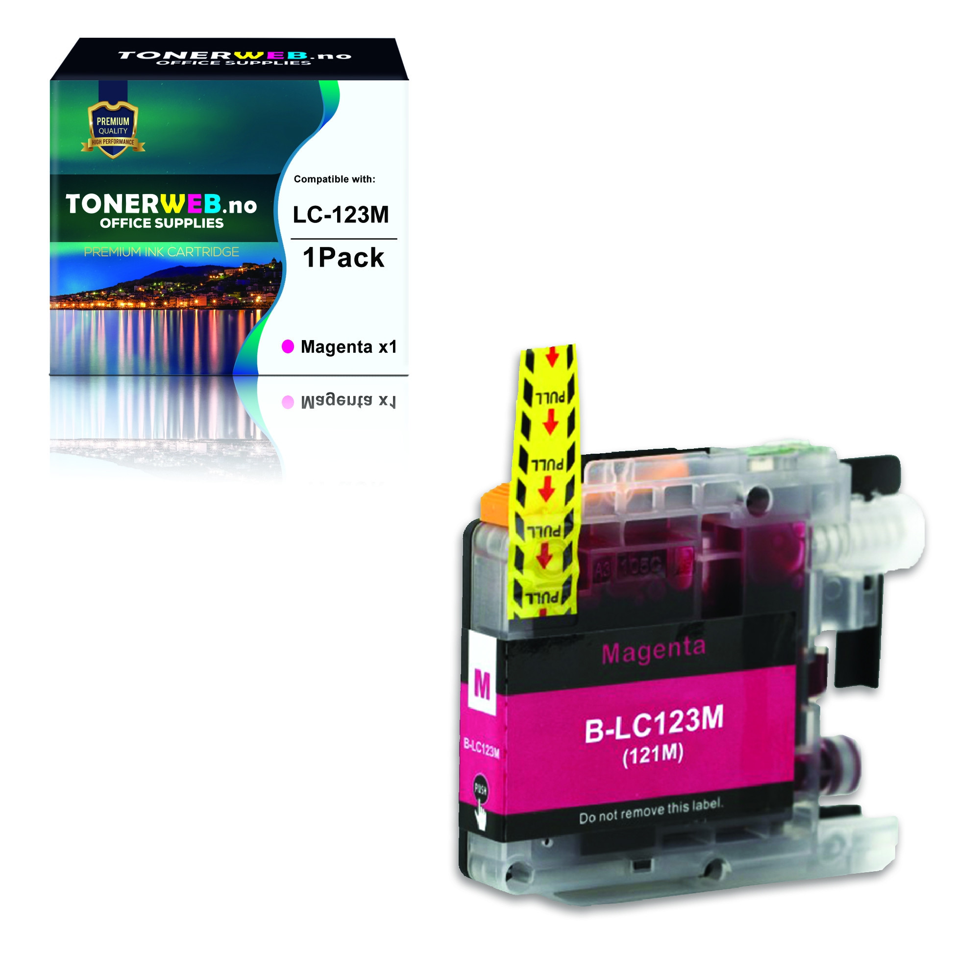BildeBlekkpatron, erstatter Brother LC123M Magenta (10 ml)
