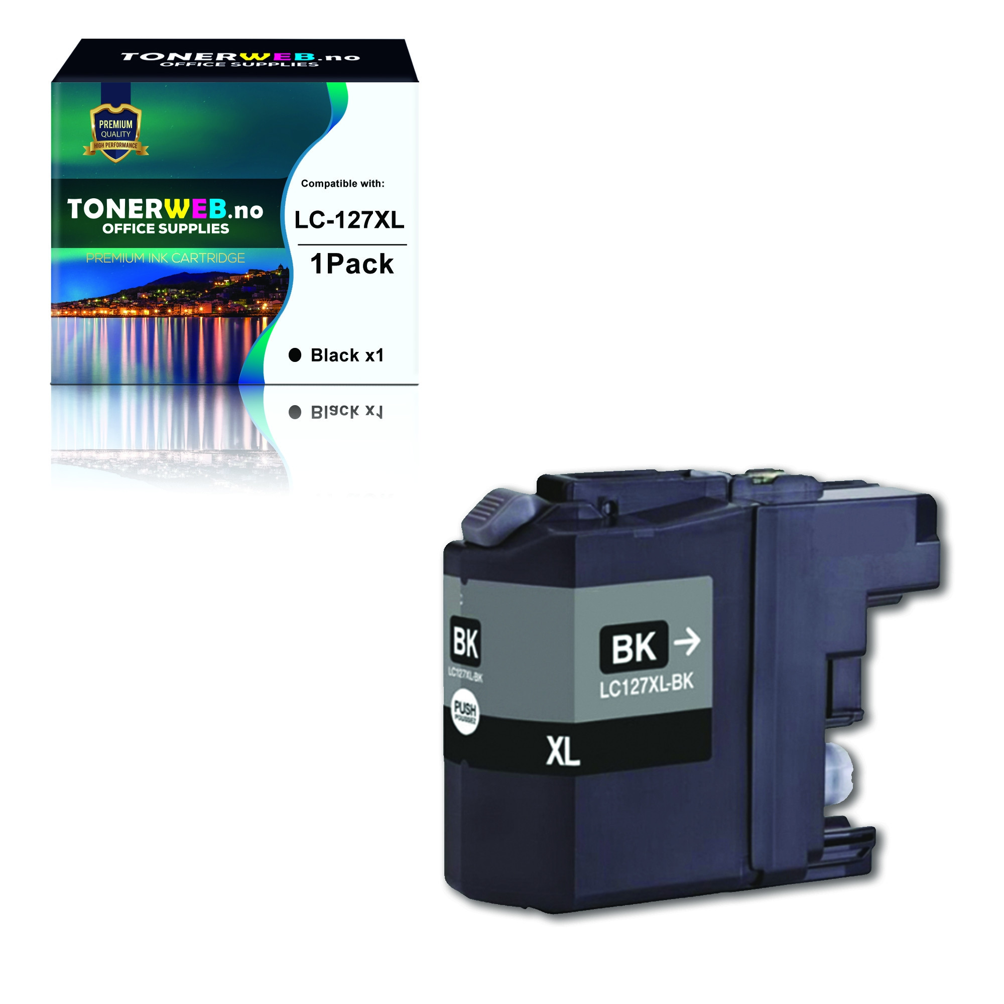 BildeBlekkpatron, erstatter Brother LC127XLBK Sort (35.6 ml)