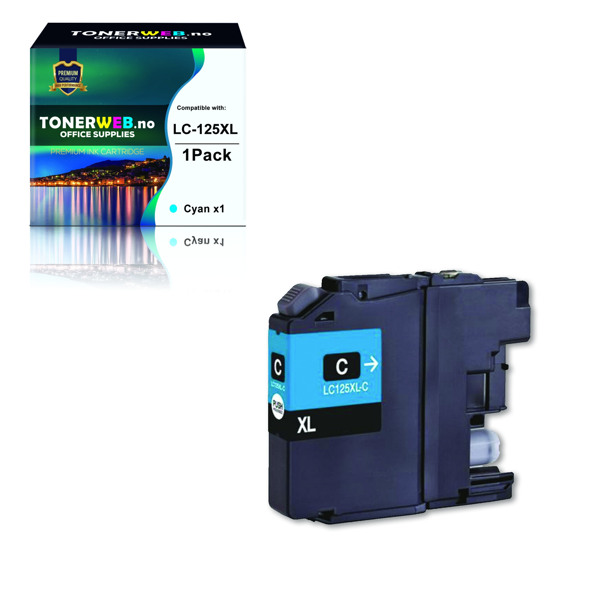 BildeBlekkpatron , erstatter Brother LC125XLC Cyan (16.6 ml)