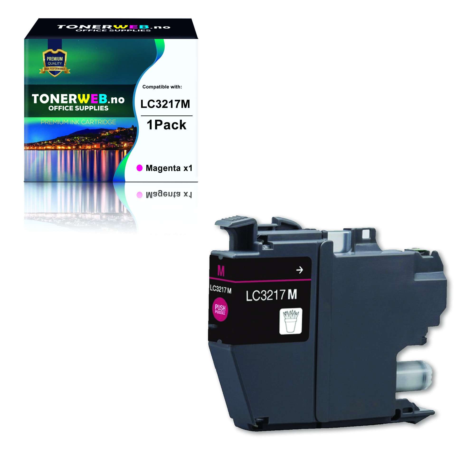 BildeBlekkpatron, erstatter Brother LC3217M Magenta (550 sider)