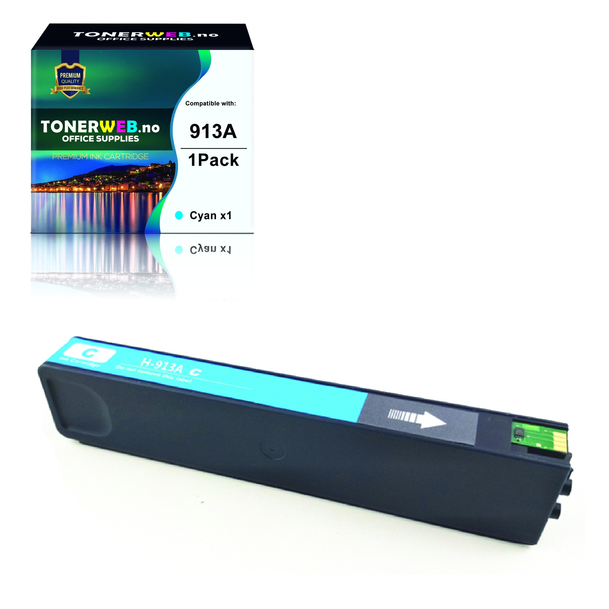 BildeBlekkpatron, erstatter HP Cyan 913A PW (3.000 sider)