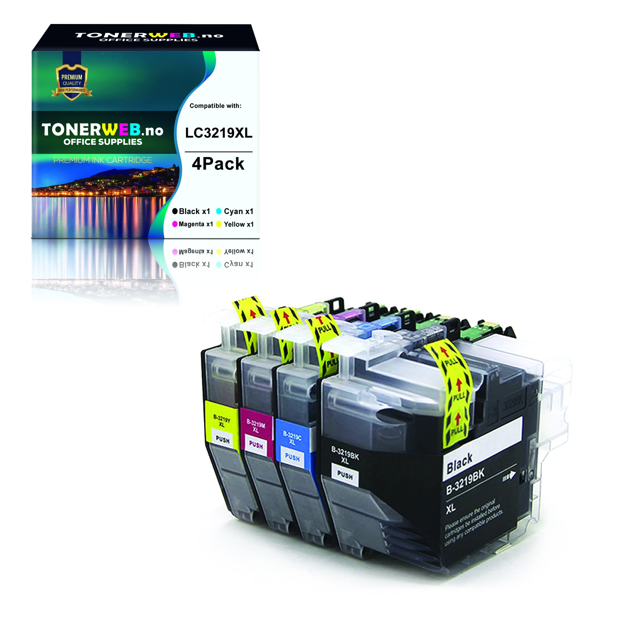 BildeBlekkpatron, erstatter Brother LC3219XL Multipack BK/C/M/Y 4 stk 119 ml
