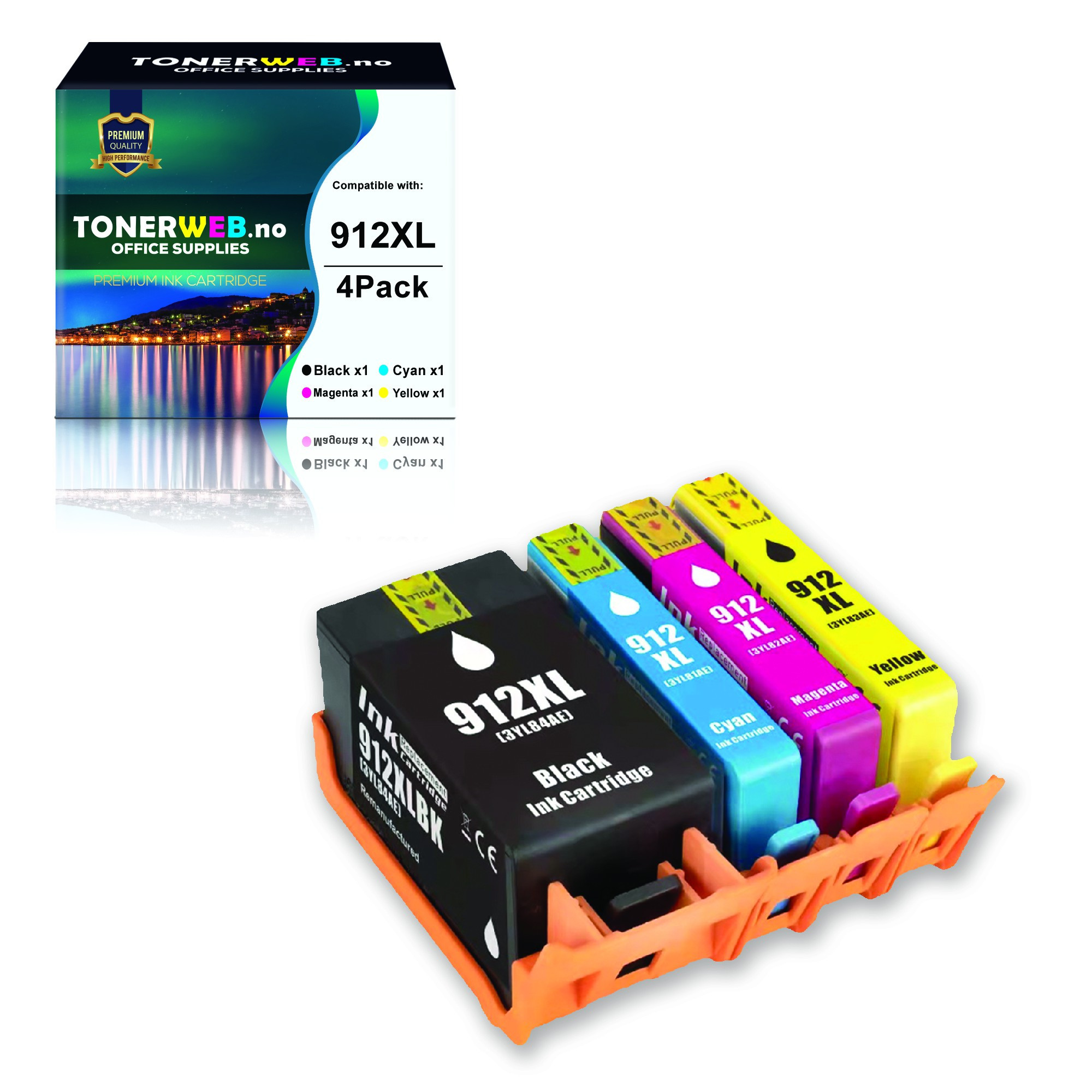 BildeBlekkpatron, erstatter HP Blekkpakke 912XL BKCMY (3300 sider)