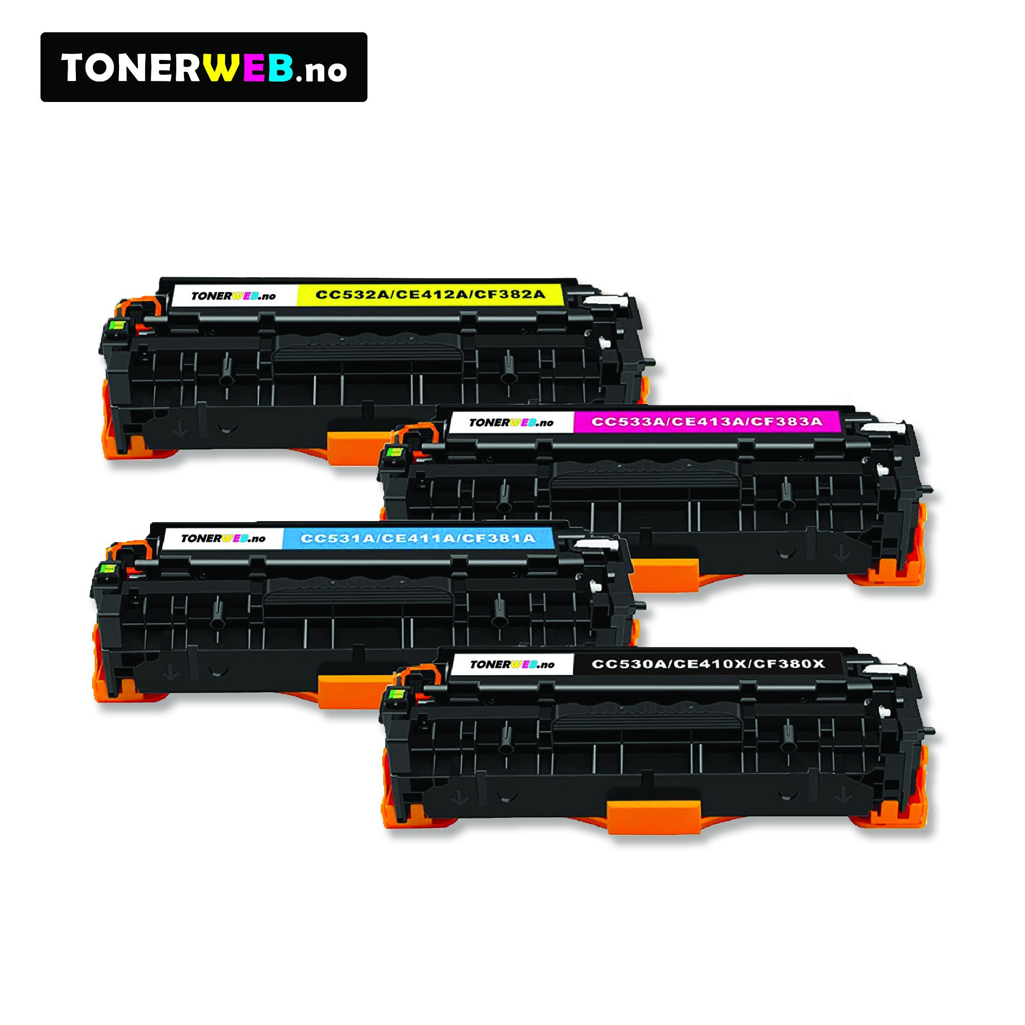 Tonerkassett, erstatter HP Tonerpakke CF380X/CC530A/CE410X Sort/C/M/G (4.400/3x2.700 sider)