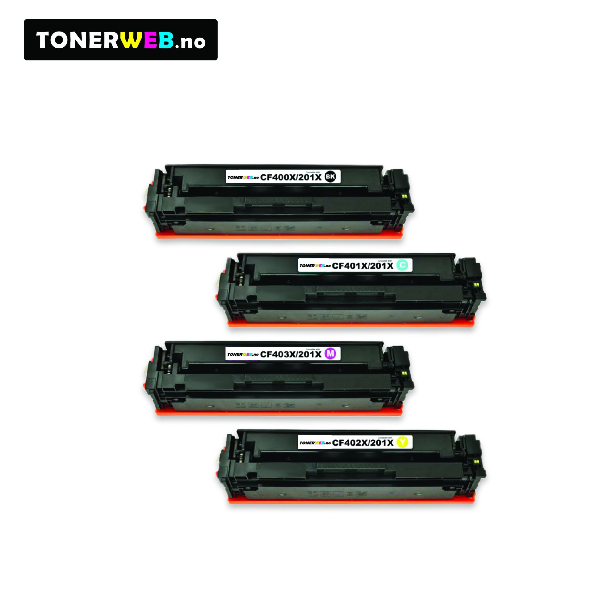 Tonerkassett, erstatter HP 201X B/C/M/Y 4 stk. CF400X/CF401X/CF402X/CF403X