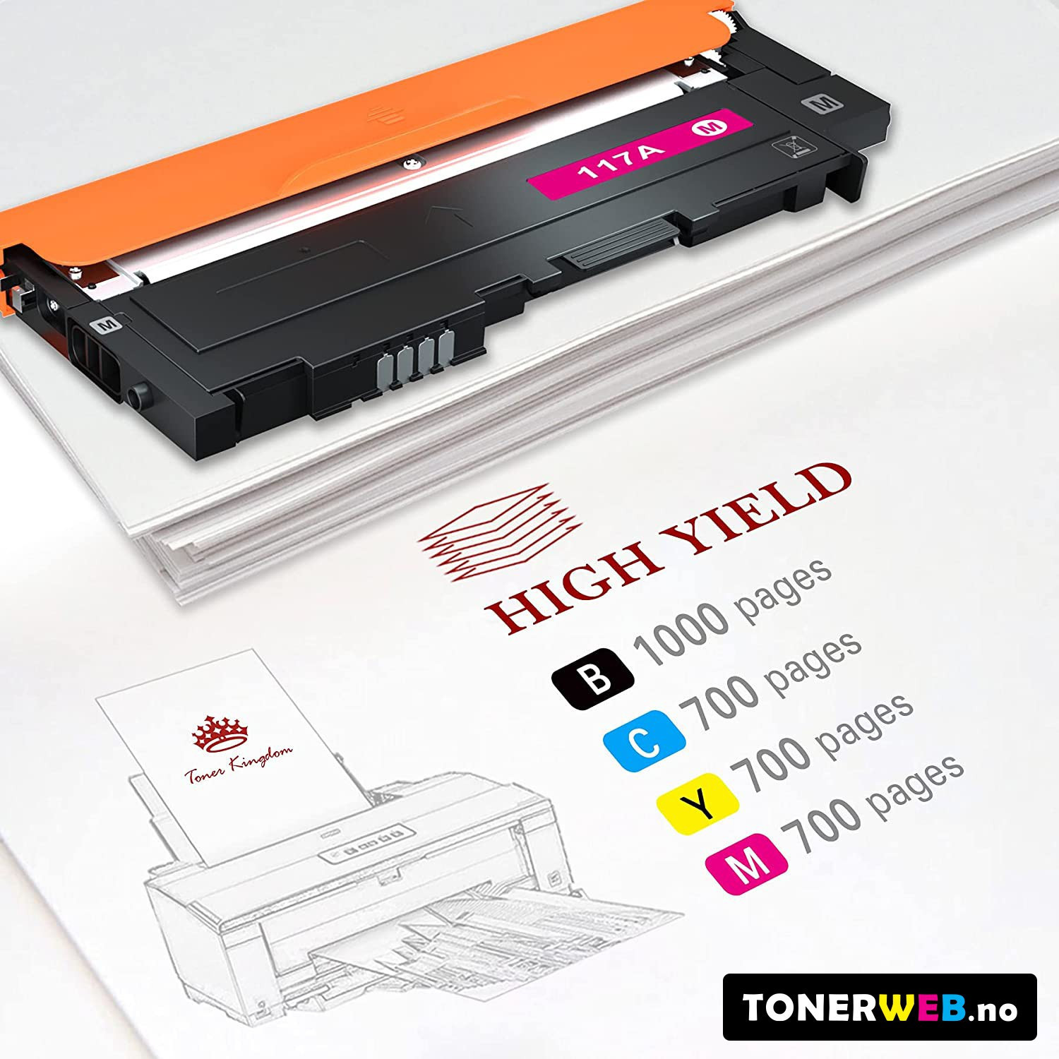 Tonerkassett, erstatter HP Toner 4 -pack 117A BK/C/Y/M