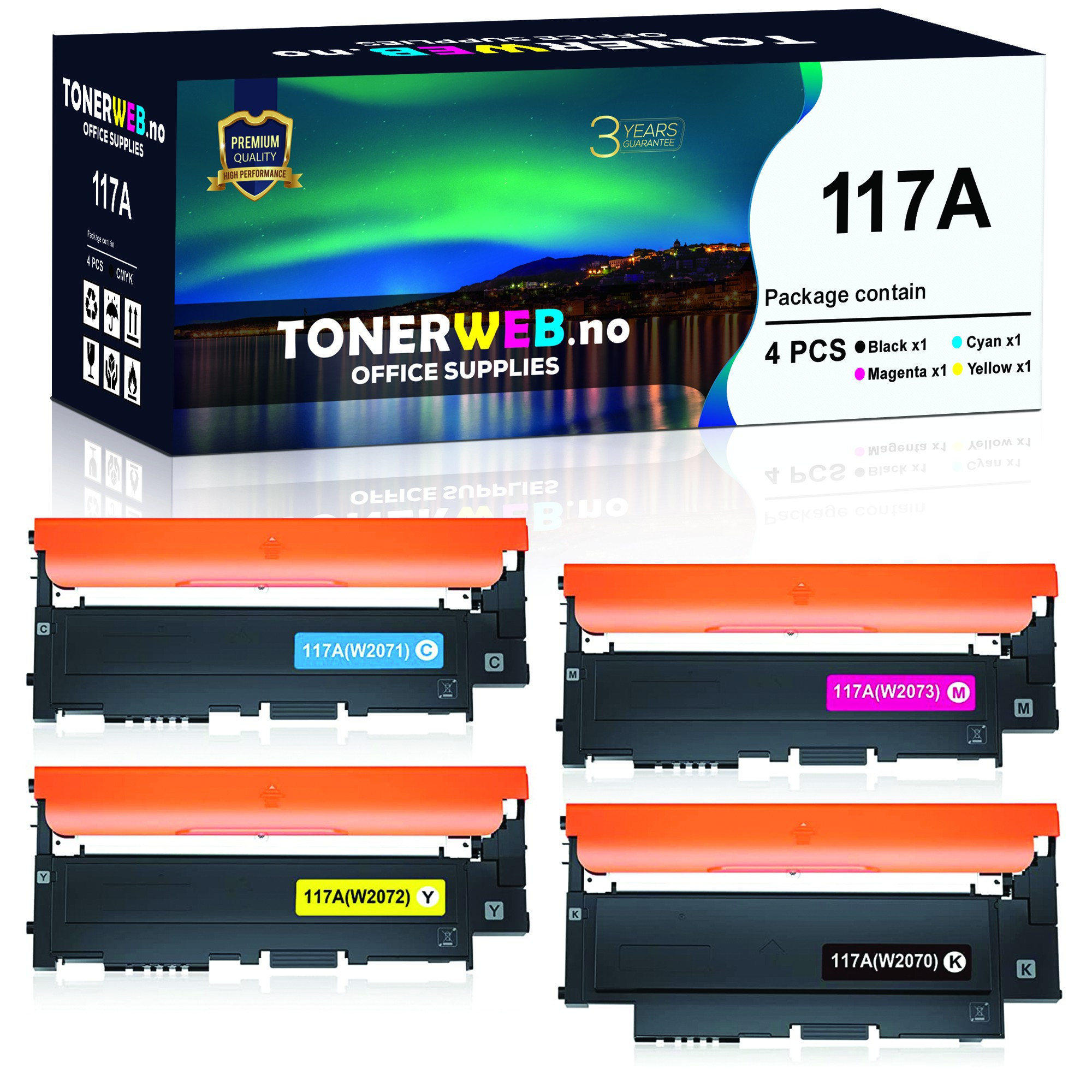 BildeTonerkassett, erstatter HP Toner 4 -pack 117A BK/C/Y/M