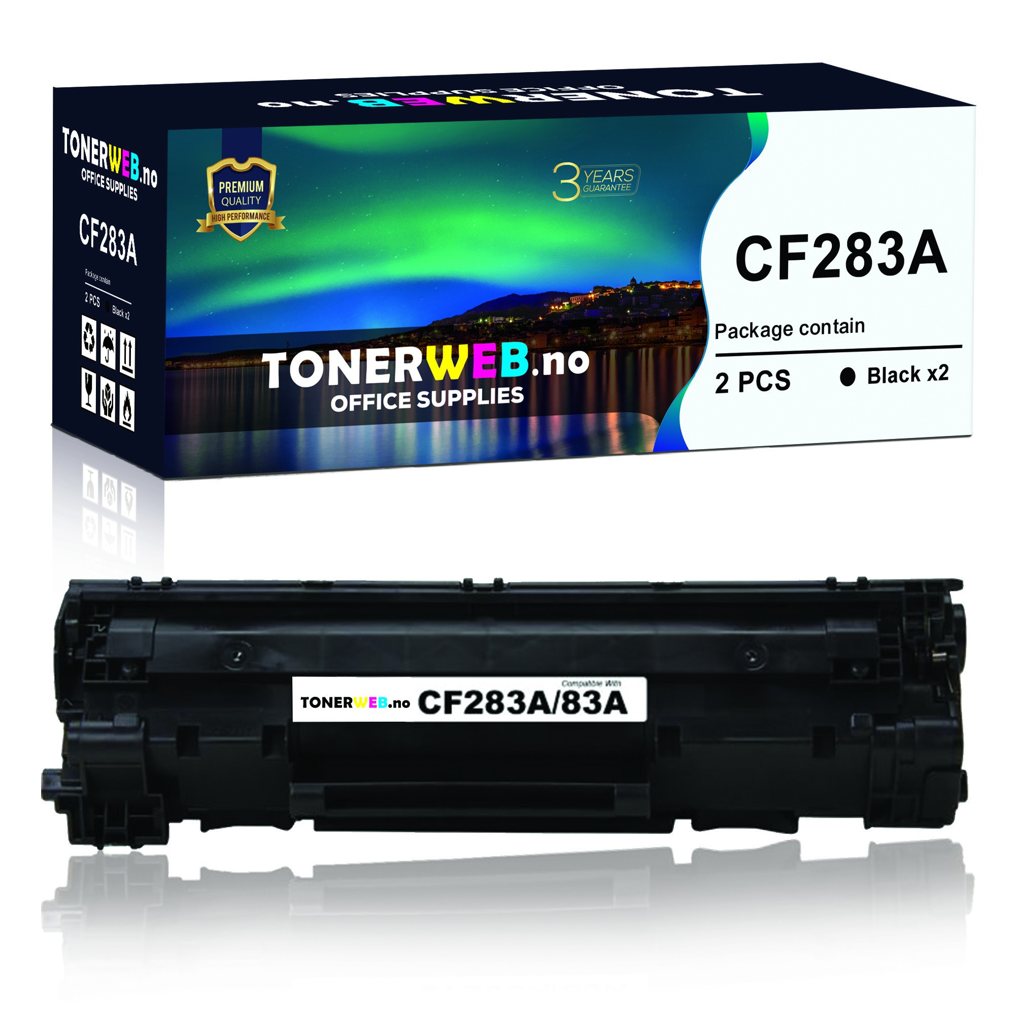 BildeTonerkassett, erstatter HP Sort 83A (1.500 sider) 2-pakk CF283A