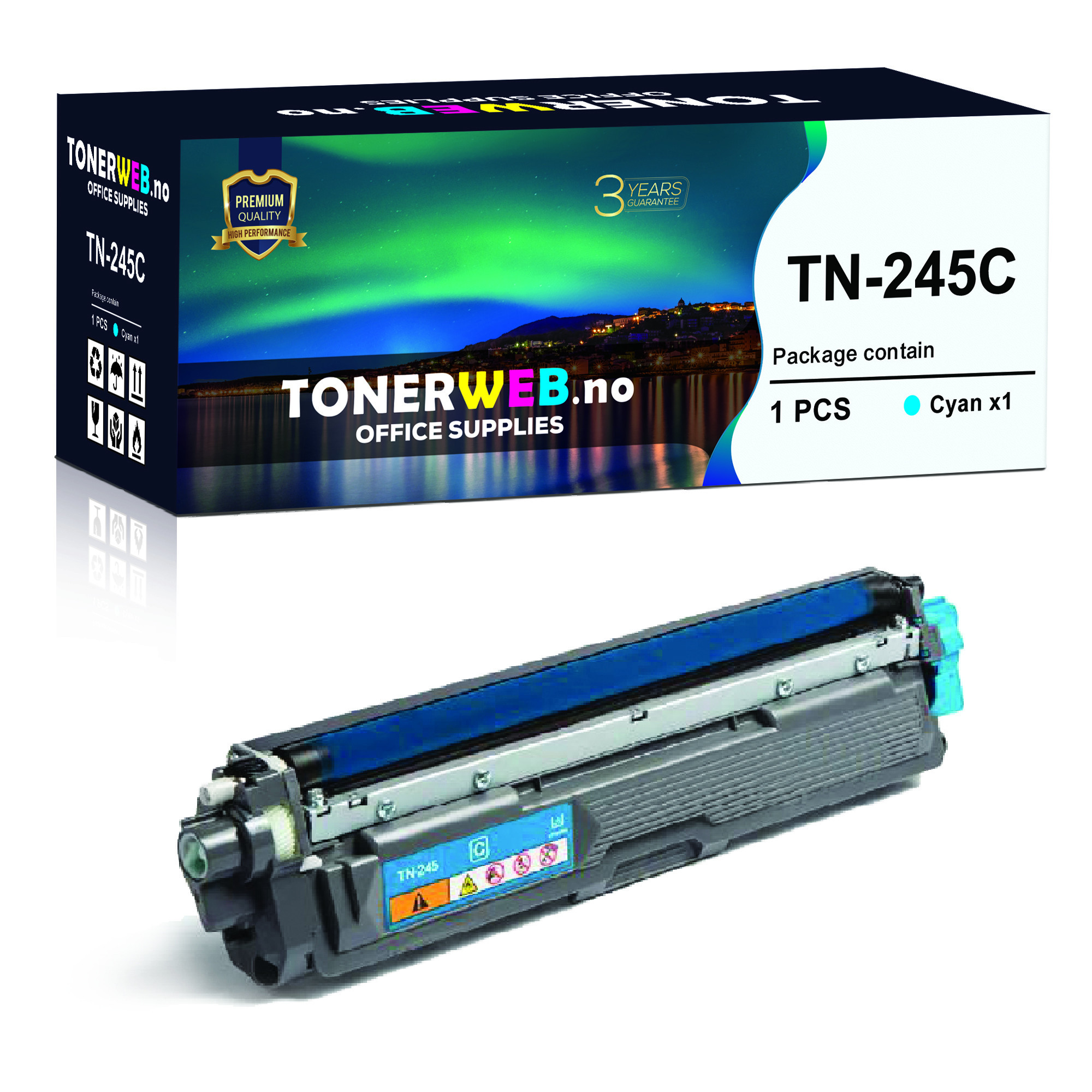 BildeTonerkassett, erstatter Brother TN245C TN-245 Cyan (2.200 sider)