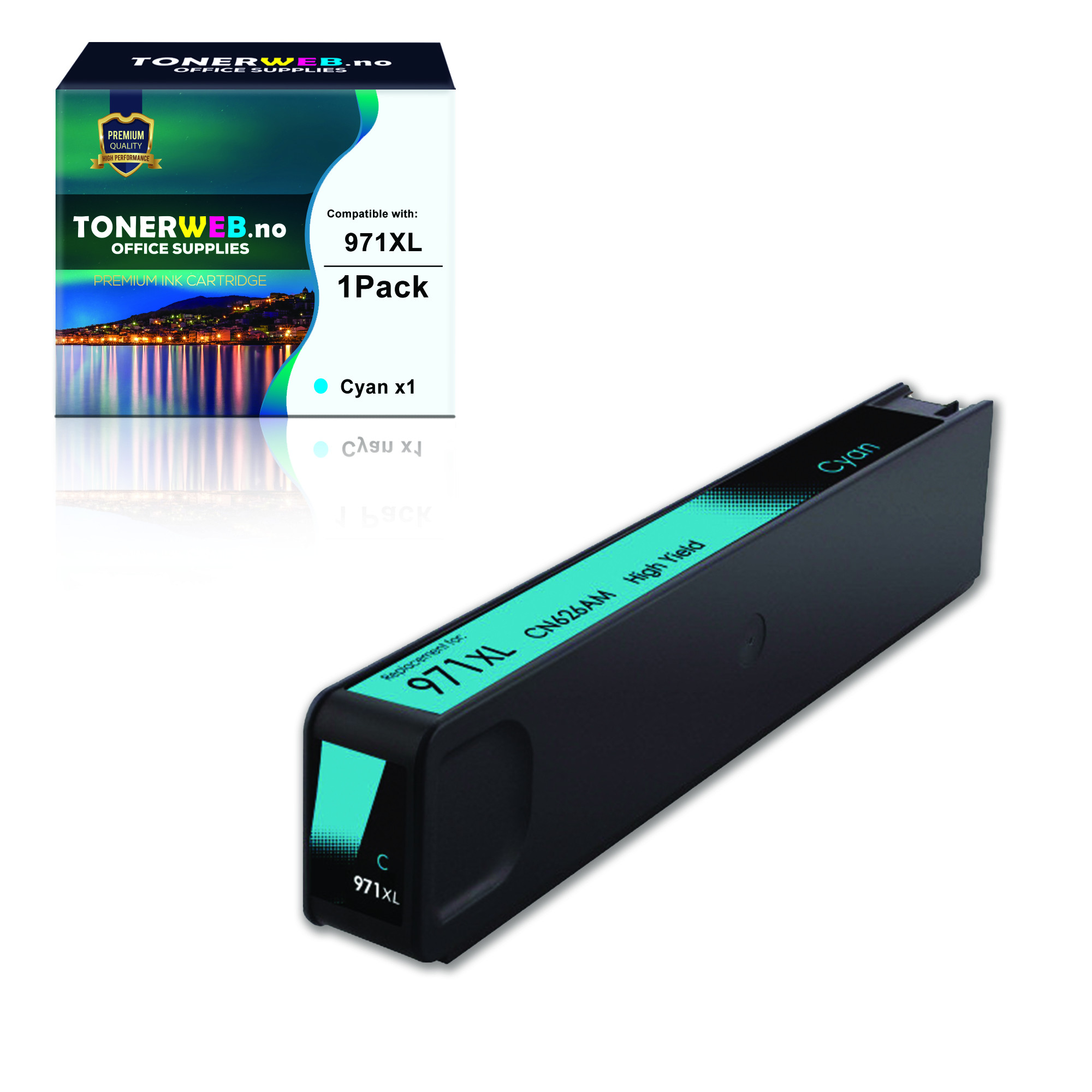 BildeBlekkpatron, erstatter HP Cyan 971XL (110 ml)