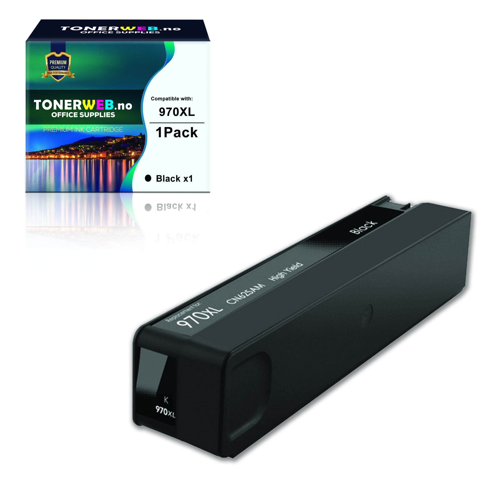BildeBlekkpatron, erstatter HP Sort 970XL (256 ml) 